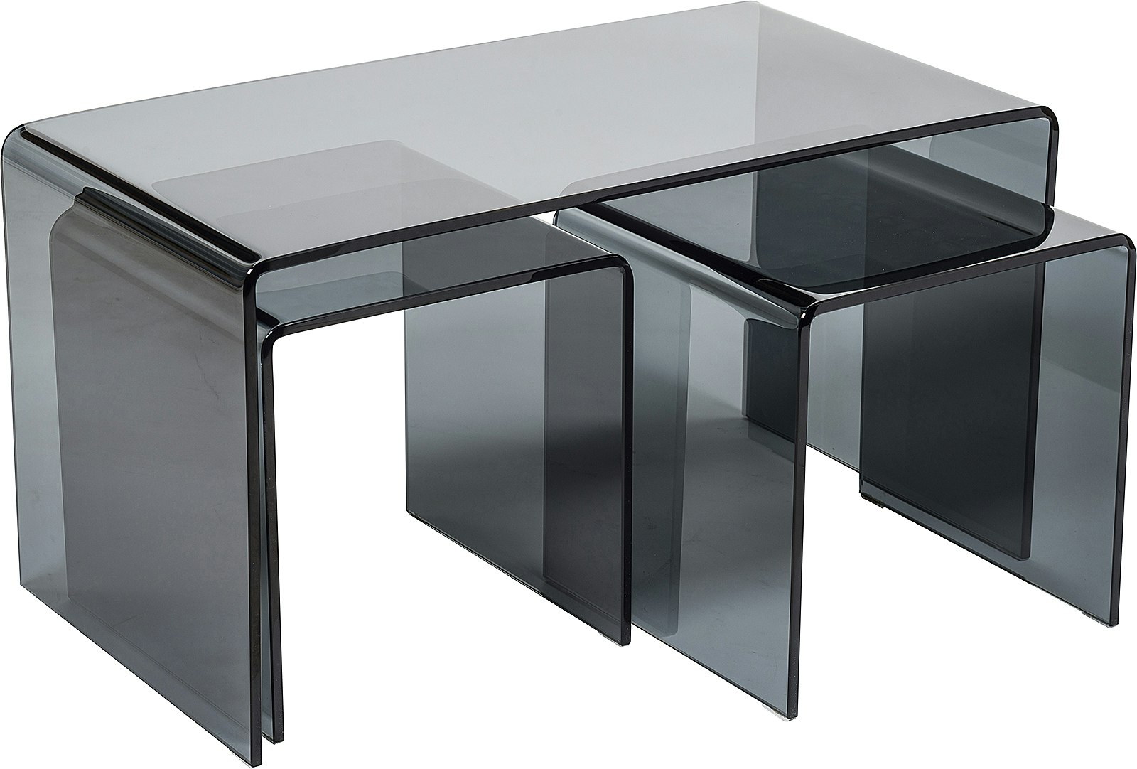 Rackhams Black Modena Bent Glass Coffee Table Set For Living Room