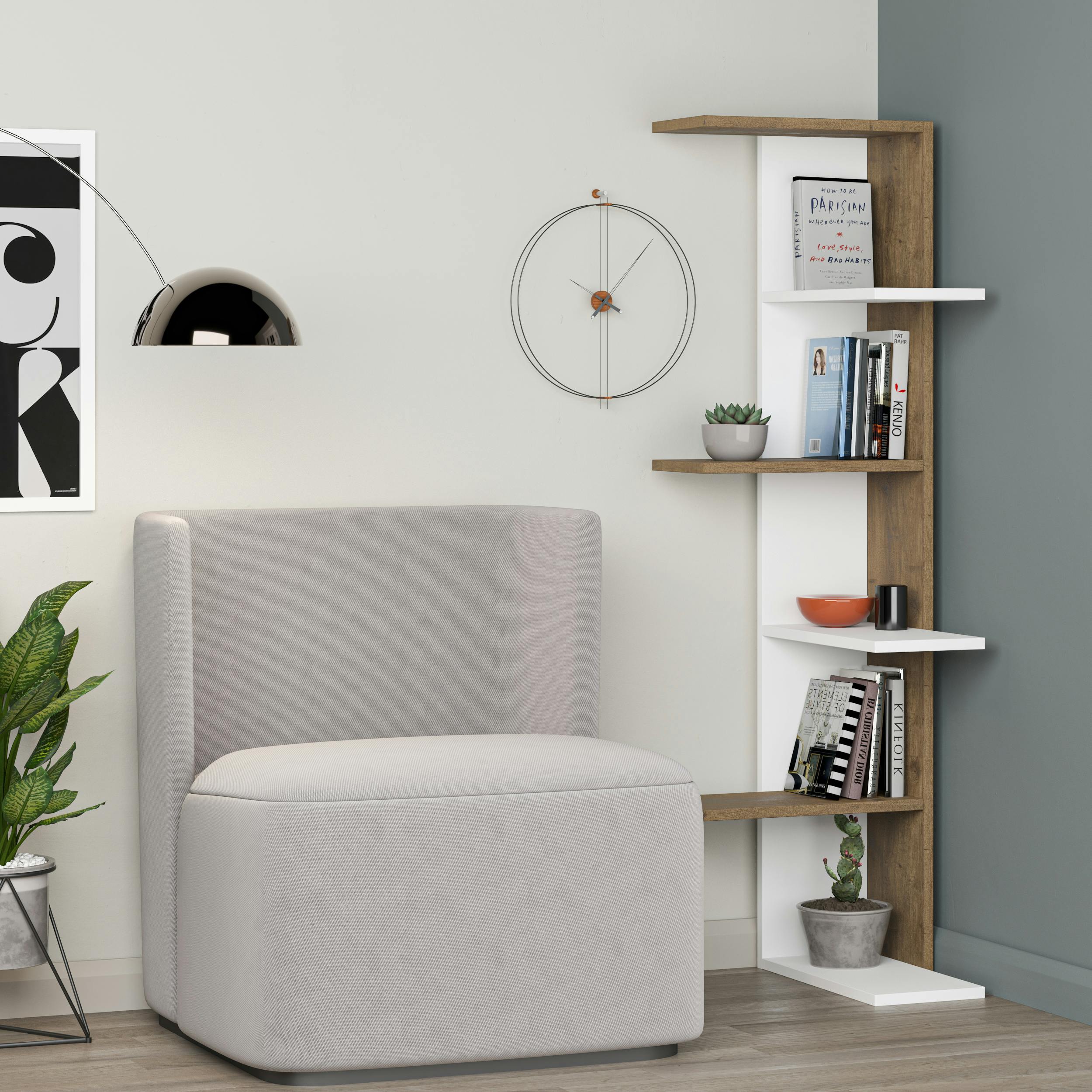 Decortie - Corner Display Unit - 5 Tier - Medium - White/Dark Oak Effect - Image 3