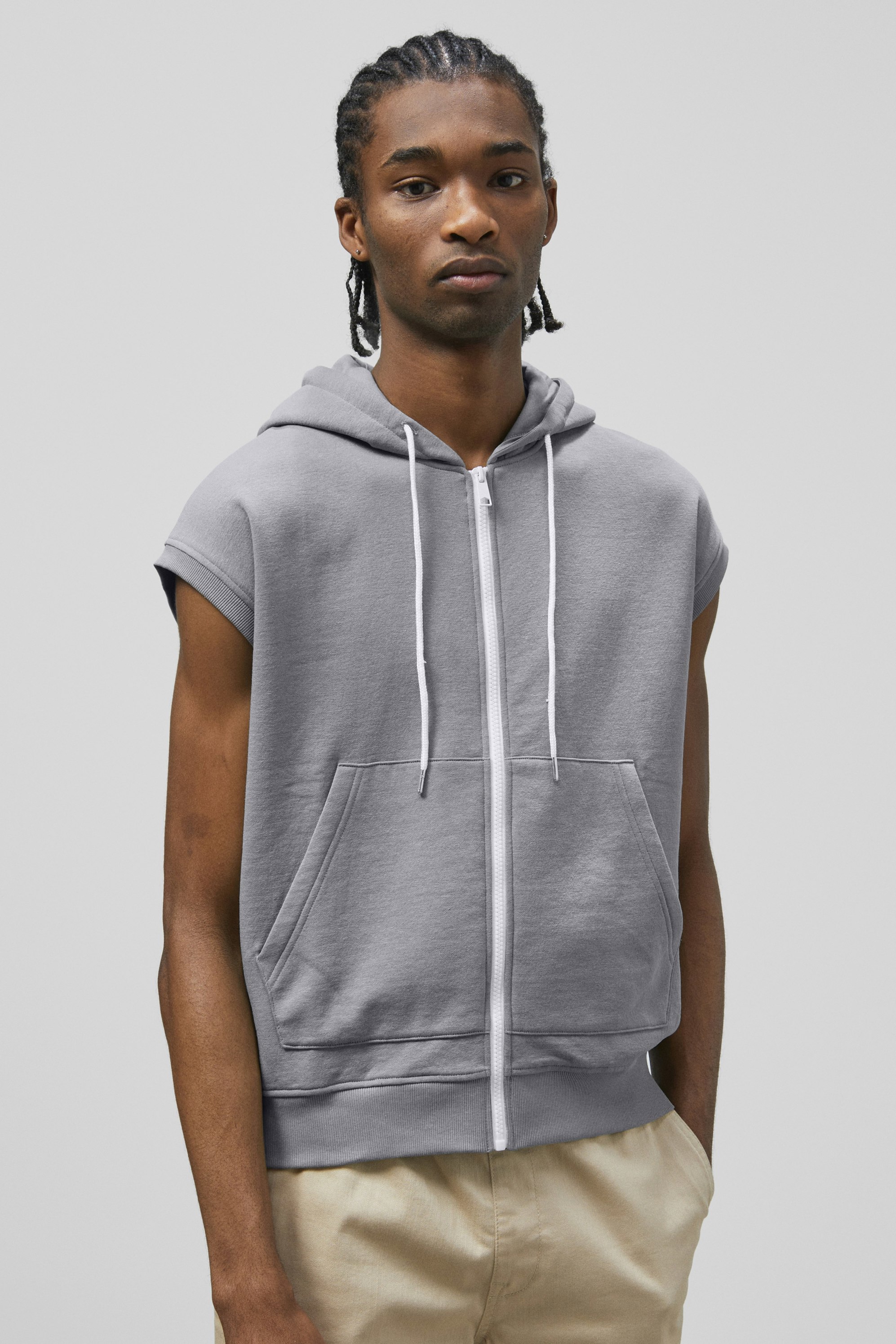 Enorsia Men's Grey Zip Up Hoodie - Xxl - 60% Cotton 40% Polyester Fleece