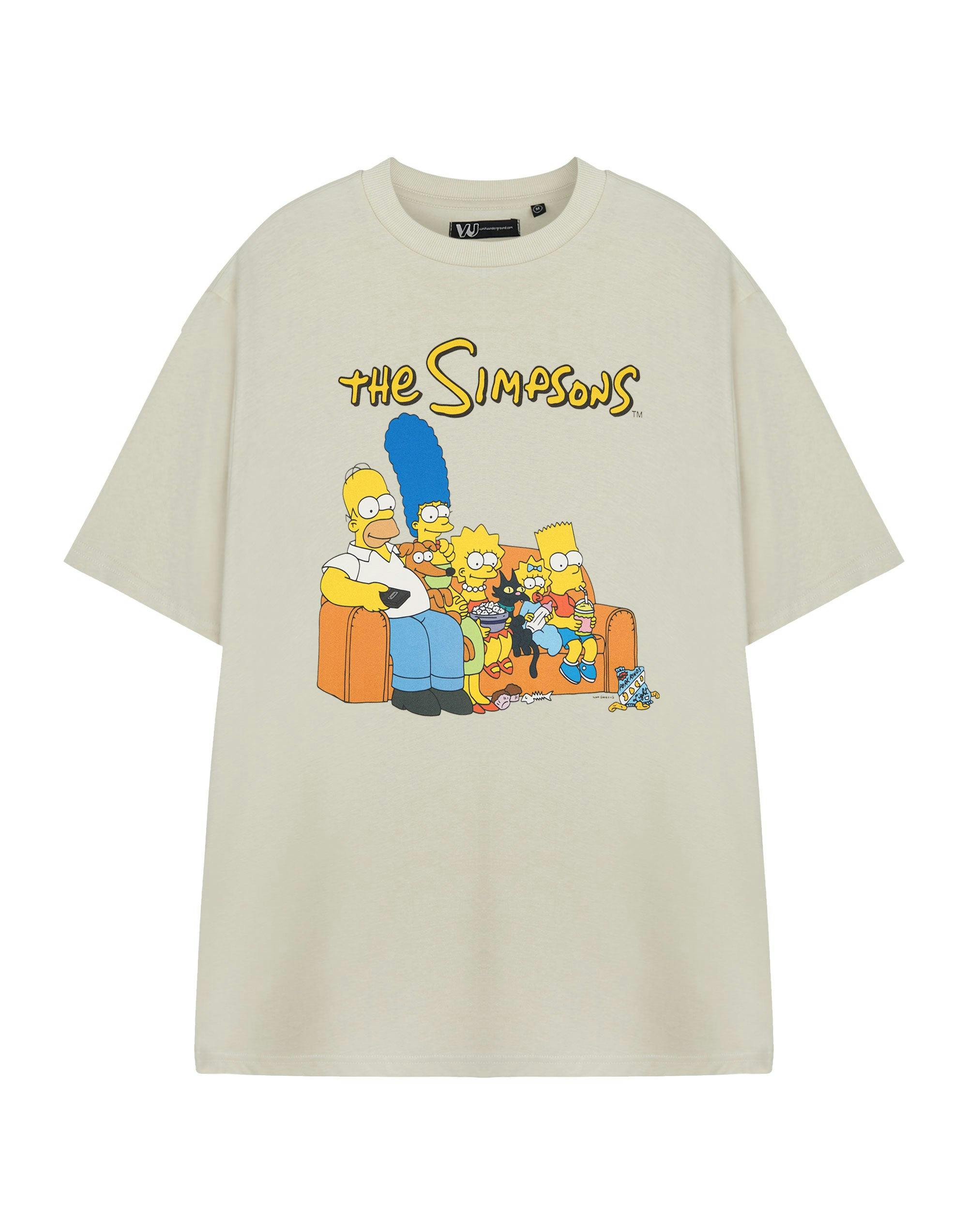 Vanilla Underground Men's Beige The Simpsons Couch Short Sleeved T-Shirt - Small