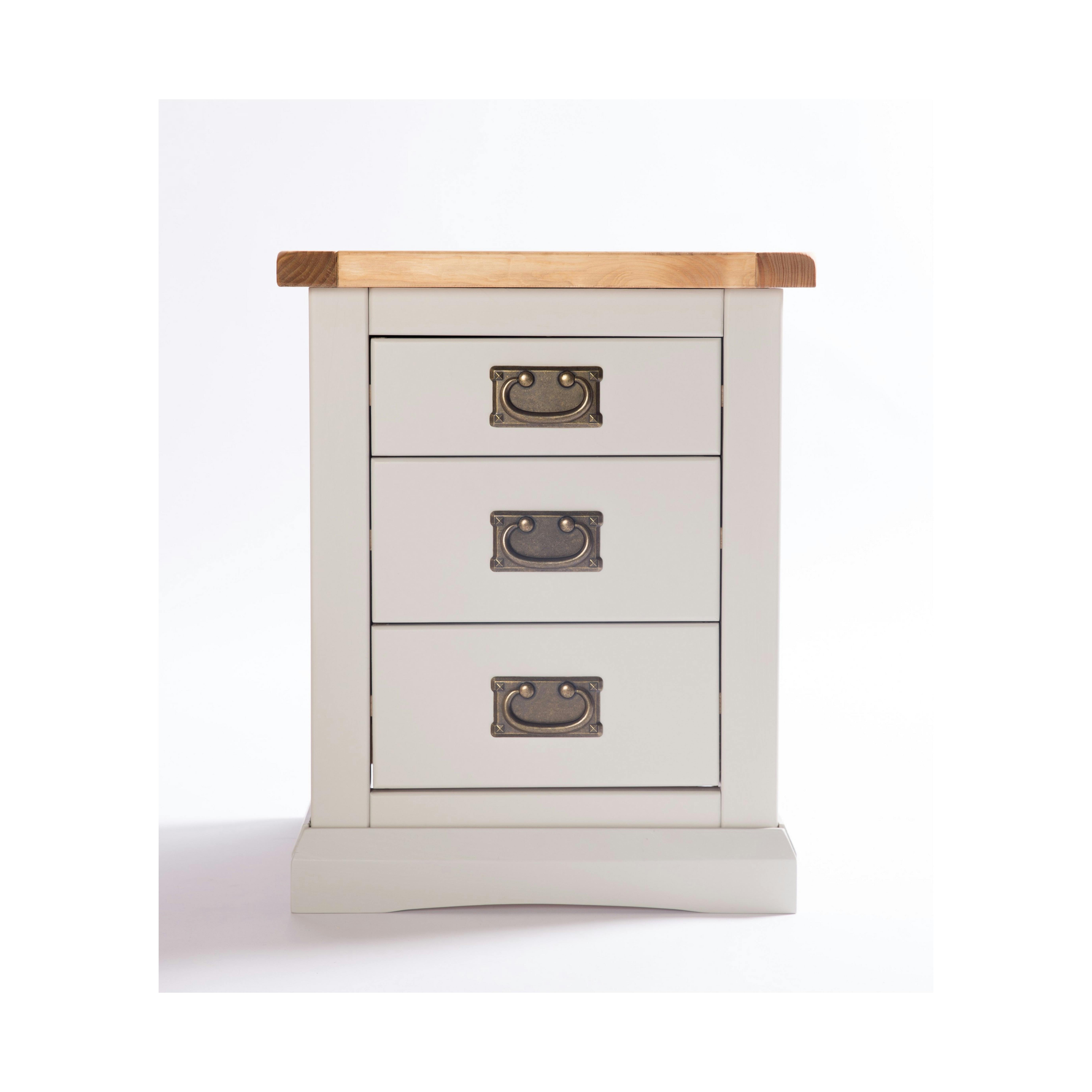 Cabinet Bits Light/Grey Loreo 3 Drawer Bedside Table