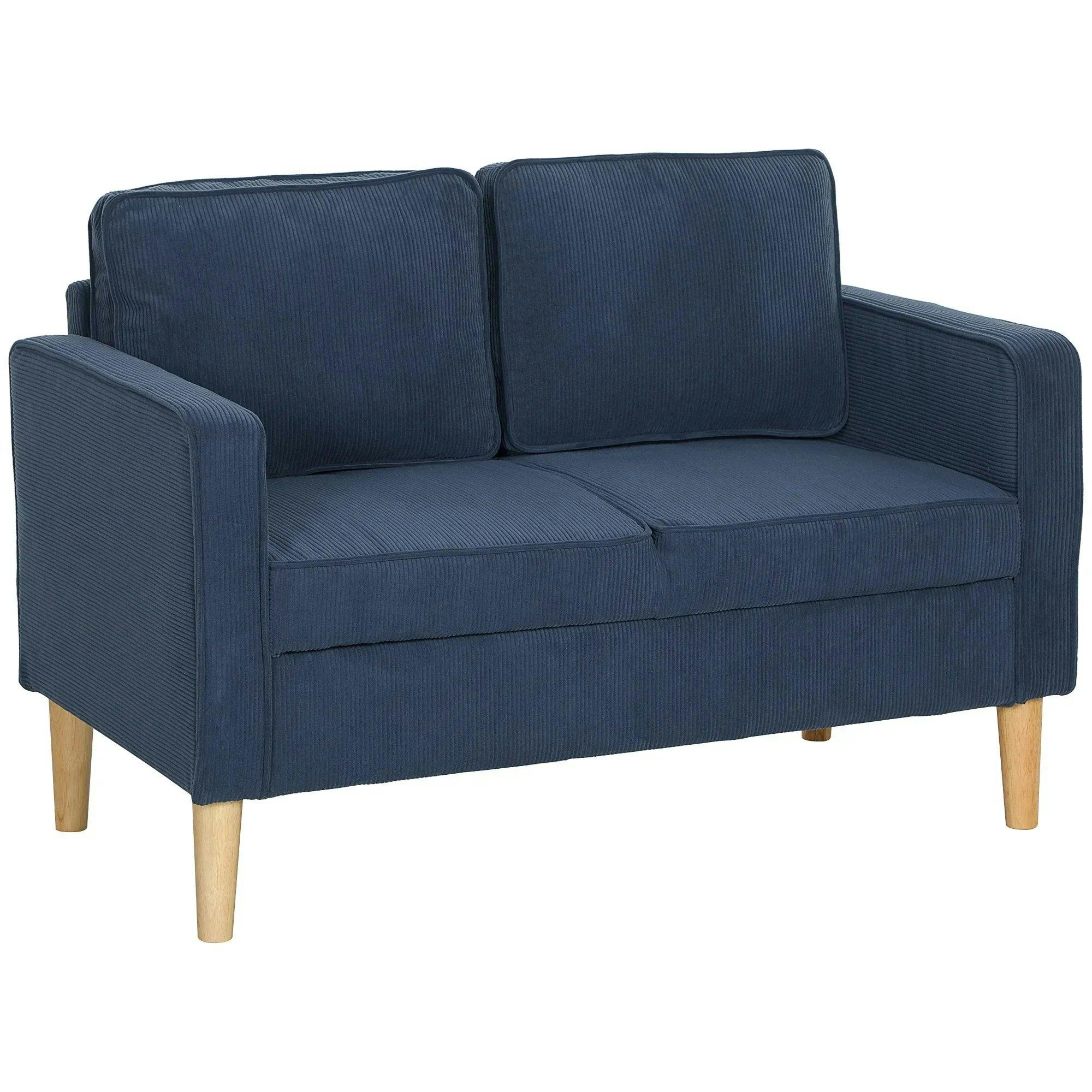 Homcom Unisex Blue Compact 2 Seater Sofa With Under Seat Storage For Spaces In Small - Image 4