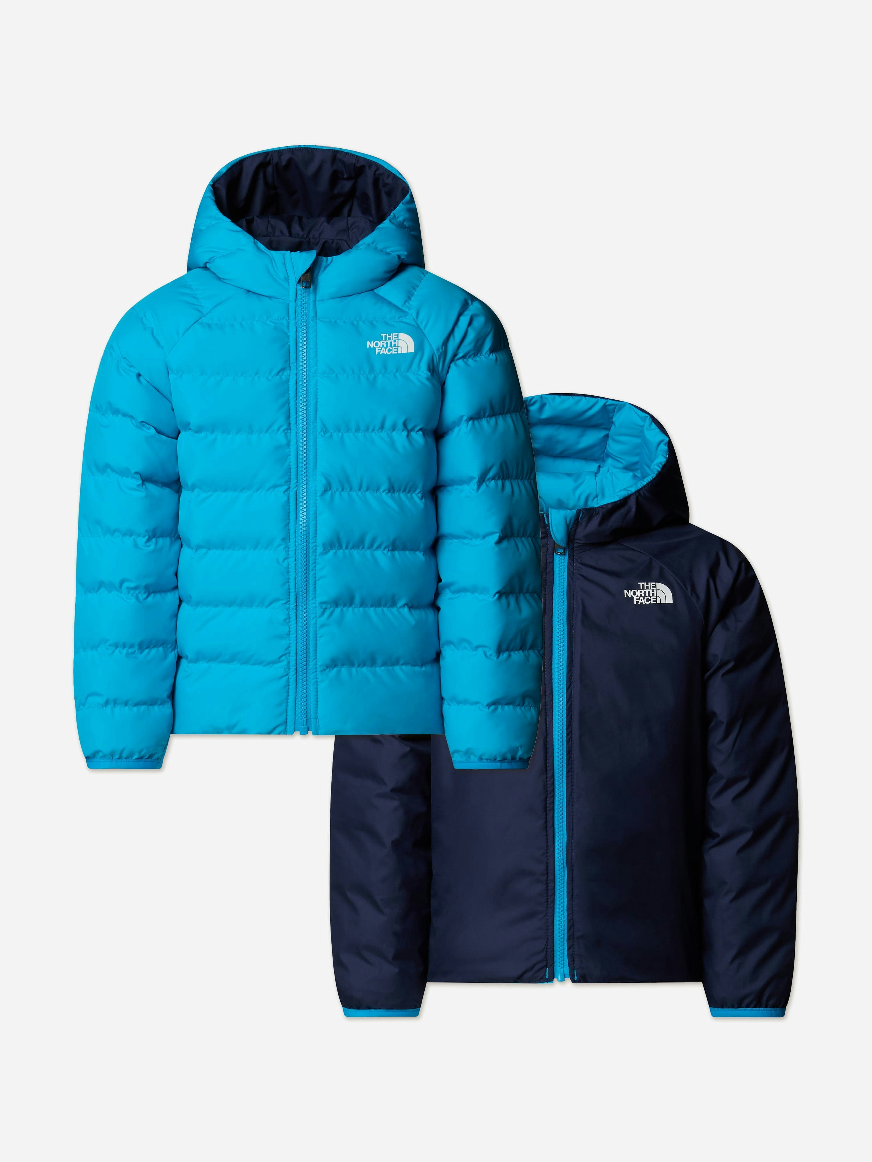 The North Face Blue Kids Reversible Perrito Hooded Jacket In - 7 Yrs