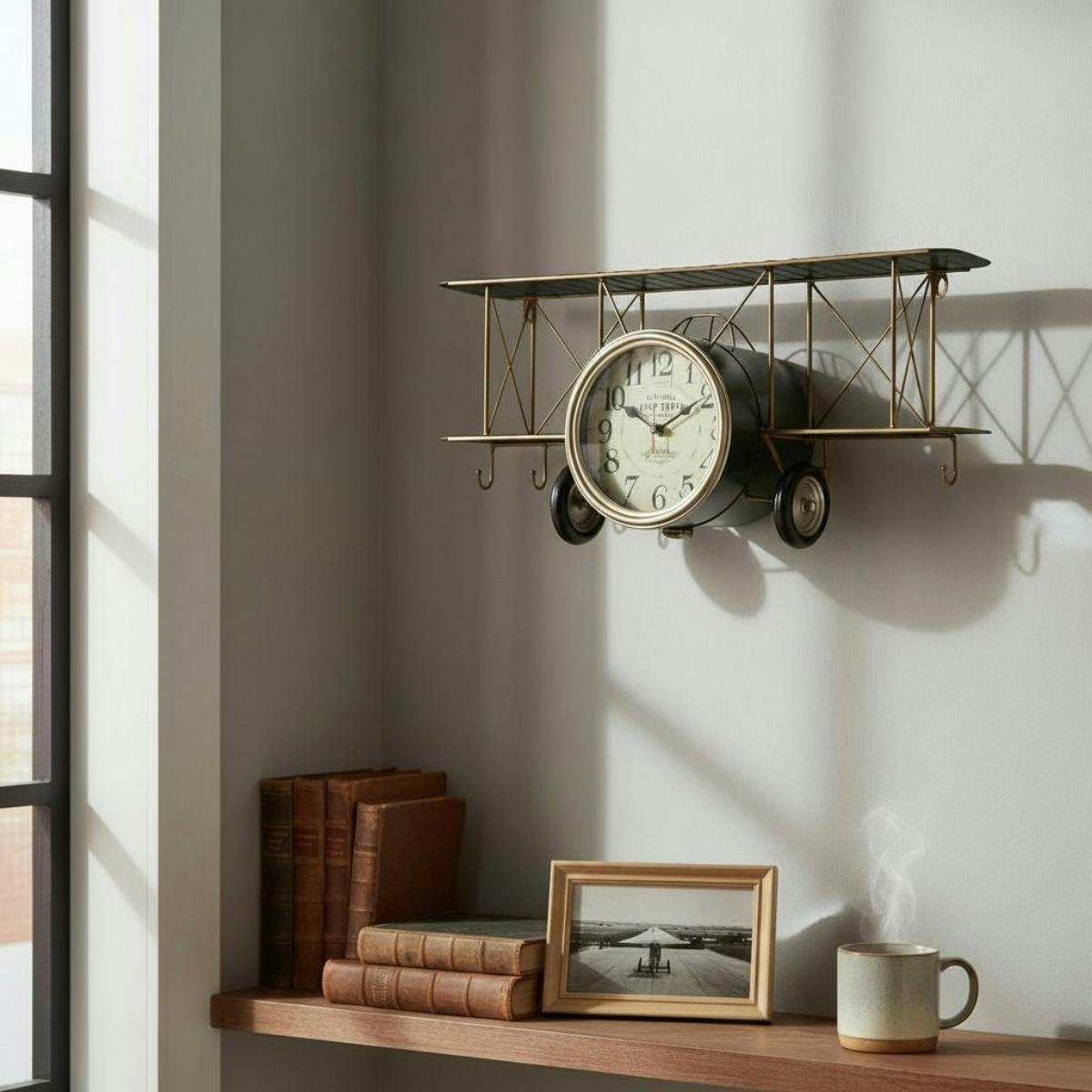 Acaciahome Blue Acacia Home 64Cm Aeroplane Table Clock