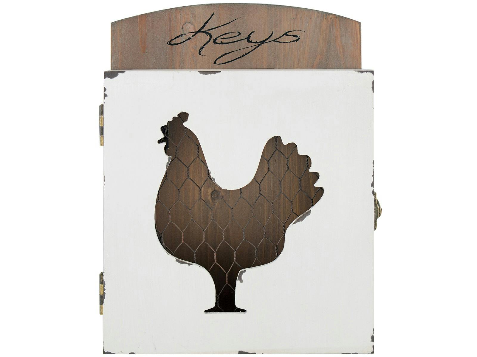 Rackhams White Farmers Market Shabby Chic Hen Wood And Chicken Wire Key Holder, Multi-Colour - Assorted - Wood - Kitchen Organisers