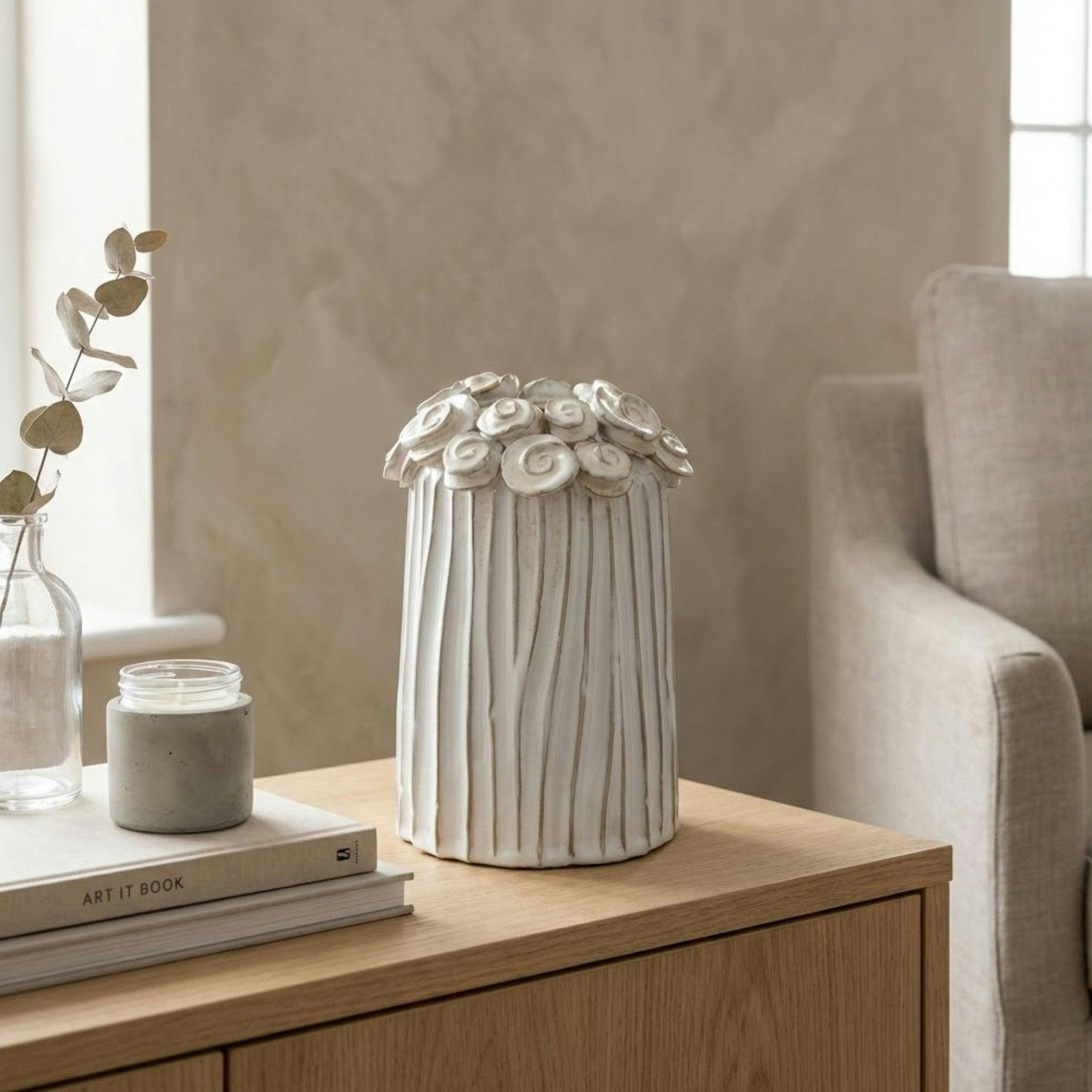 Garden Greatness White Relica Washed Flower Vase