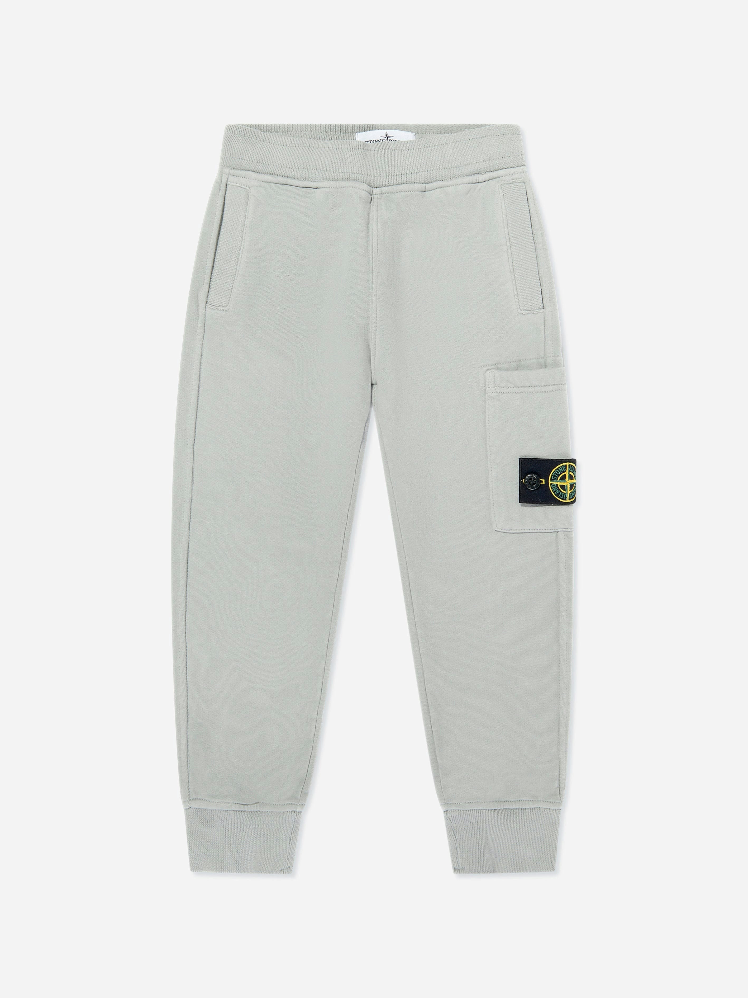 Stone Island Junior Boys Grey Stone Island Pocket Logo Joggers In - 12 Yrs