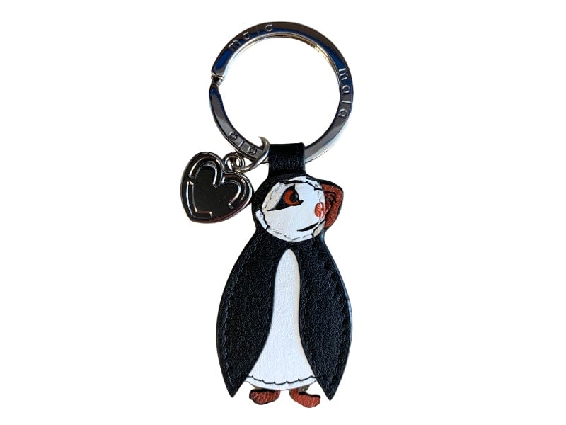 Mala Leather Black Puffin Leather Keyring