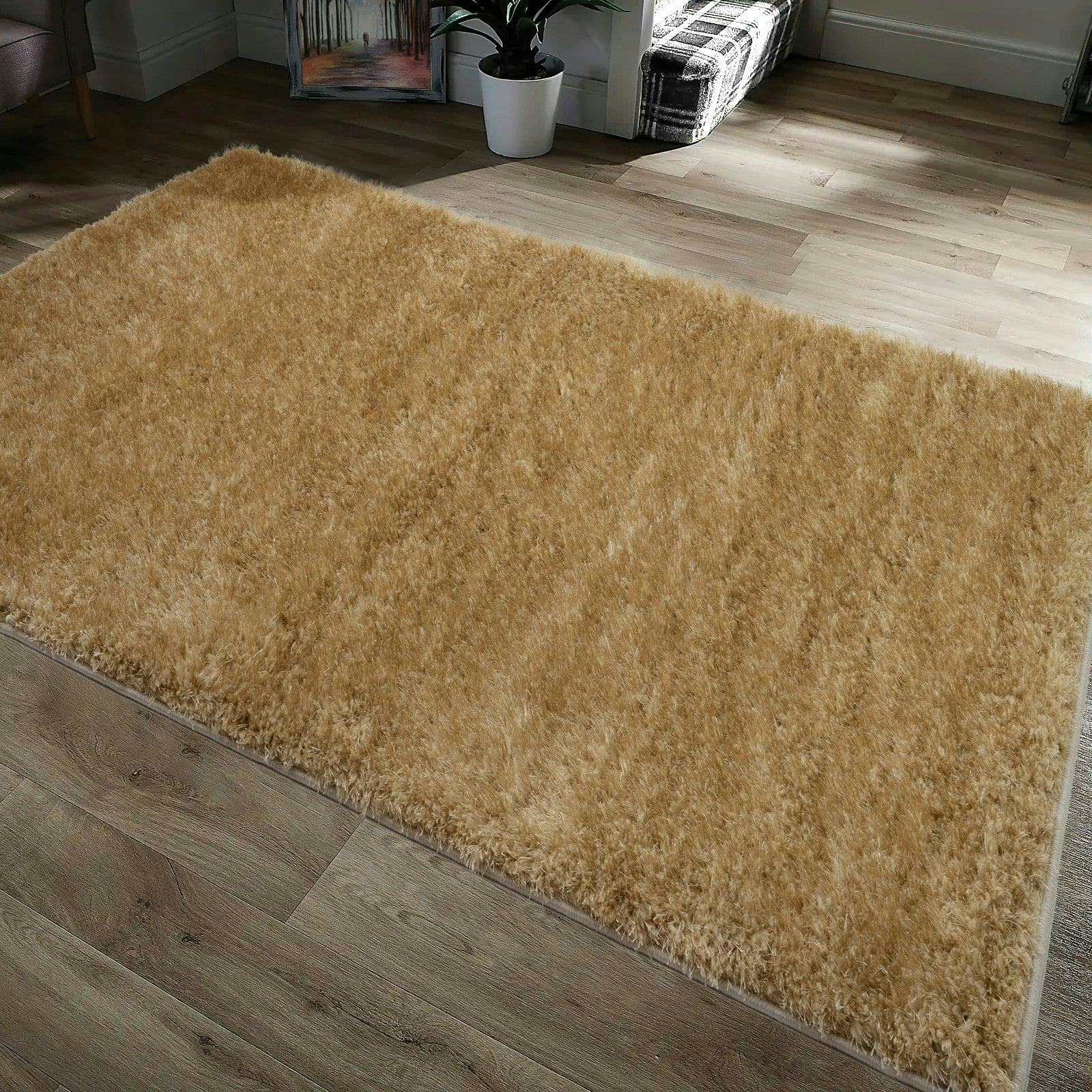 Home Republic Yellow Majestic Shaggy Rug - 120 X 170