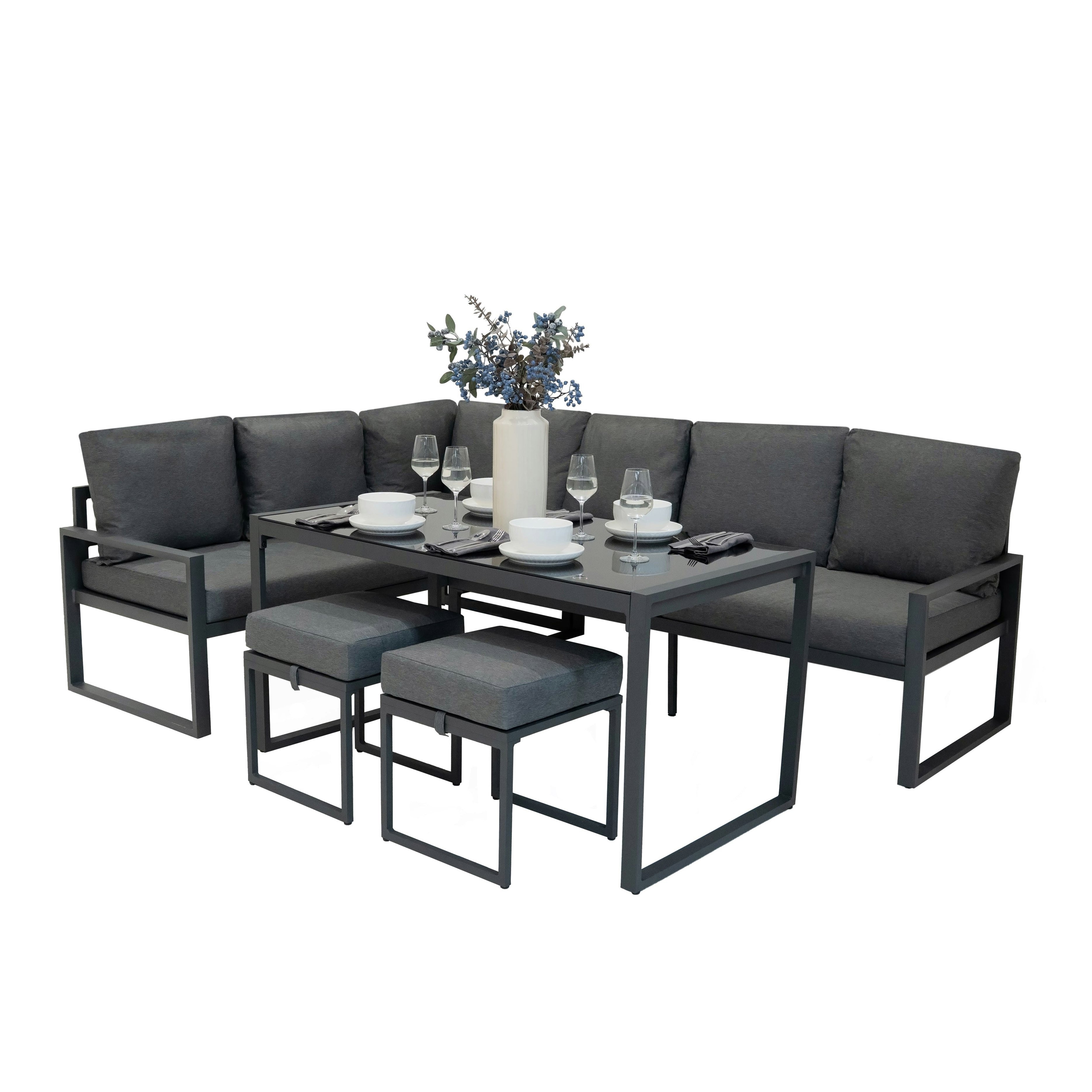 Rackhams Anthracite/Grey Aluminium Corner Sofa Set