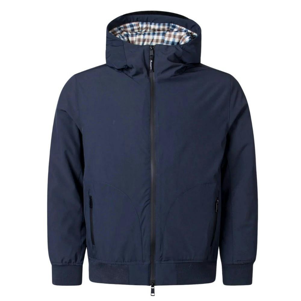 Aquascutum Men's Active Hooded Jacket - Navy - S - Navy - 100% Polyester