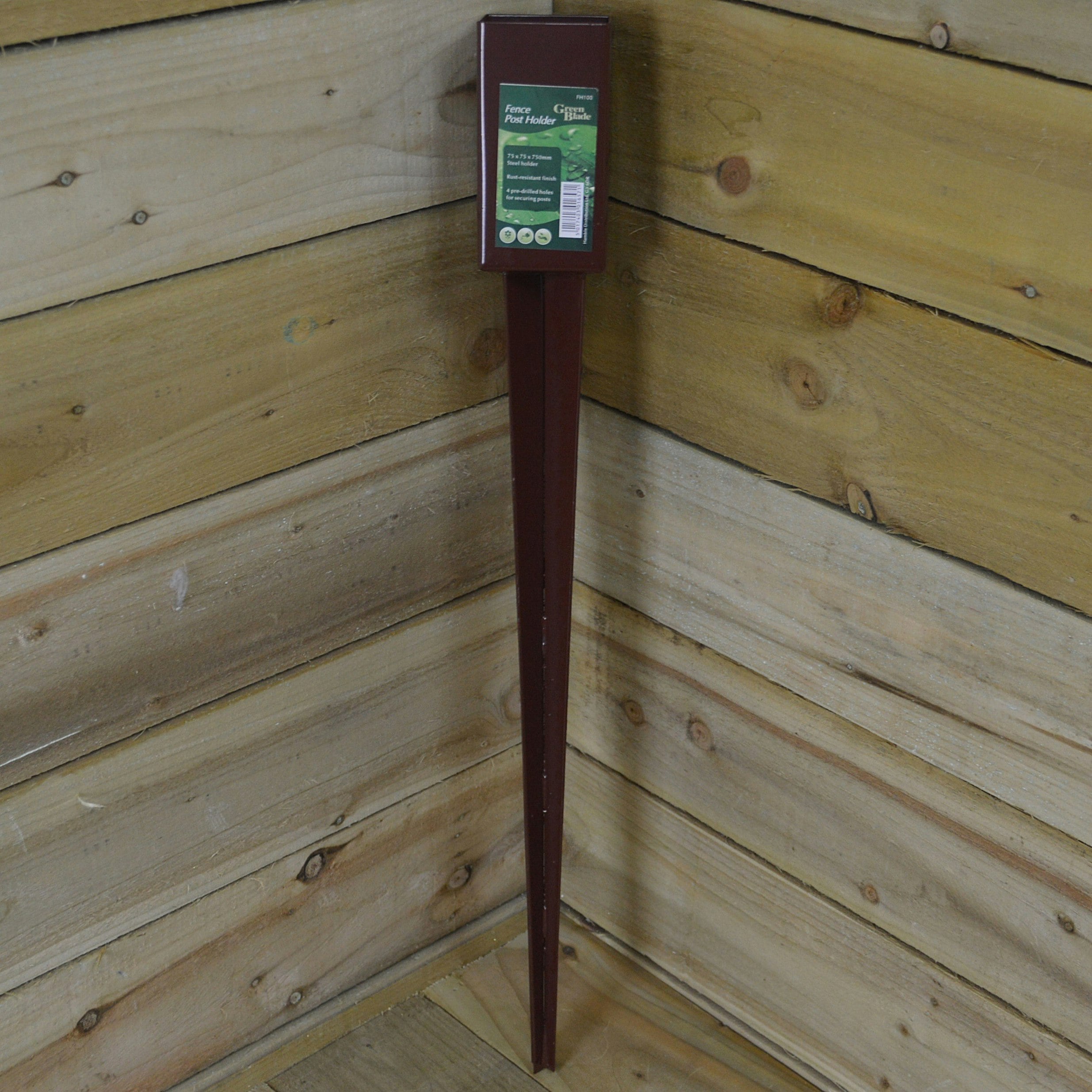 Rackhams 75Mm X 75Mm (3"X 3") Metal Garden Fence Post Holder & Spike