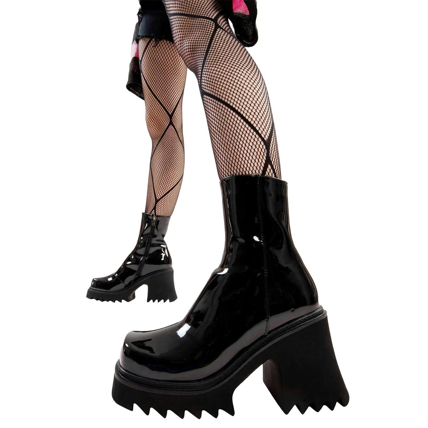 Lamoda Women's Black Old Friend Pat Chunky Platform Ankle Boots Trendy Streetwear - Uk4