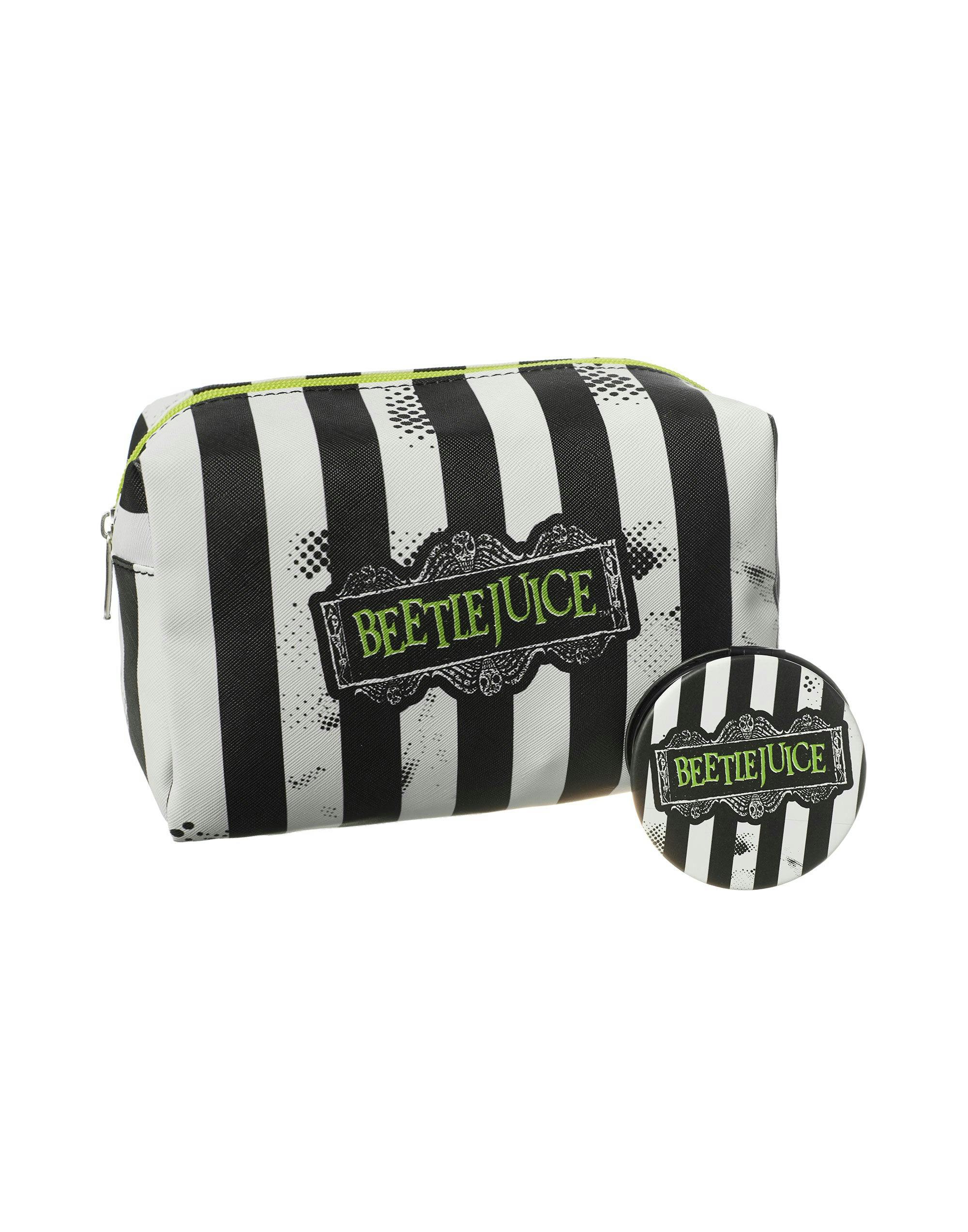Vanilla Underground Women's Black/White Beetlejuice Multicoloured Stripey Logo Makeup Bag (One Size)