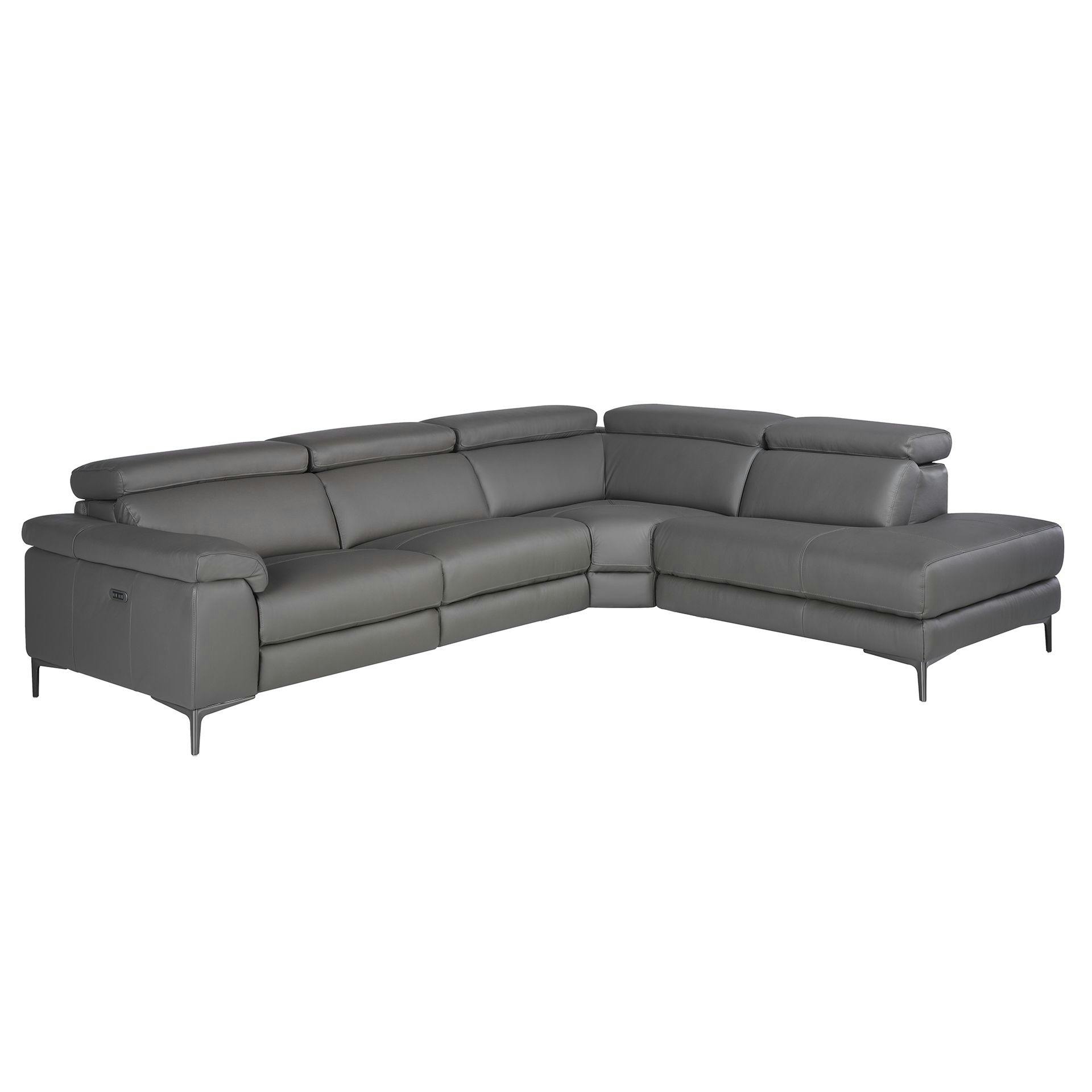Rackhams Dark/Grey Relax Corner Sofa In Leather 6111/6112 - Right