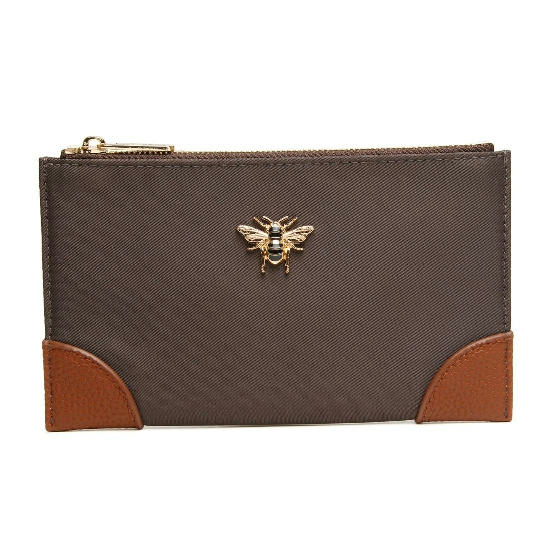 Alice Wheeler Women's Gold Brompton Purse With Bee Emblem - Chocolate