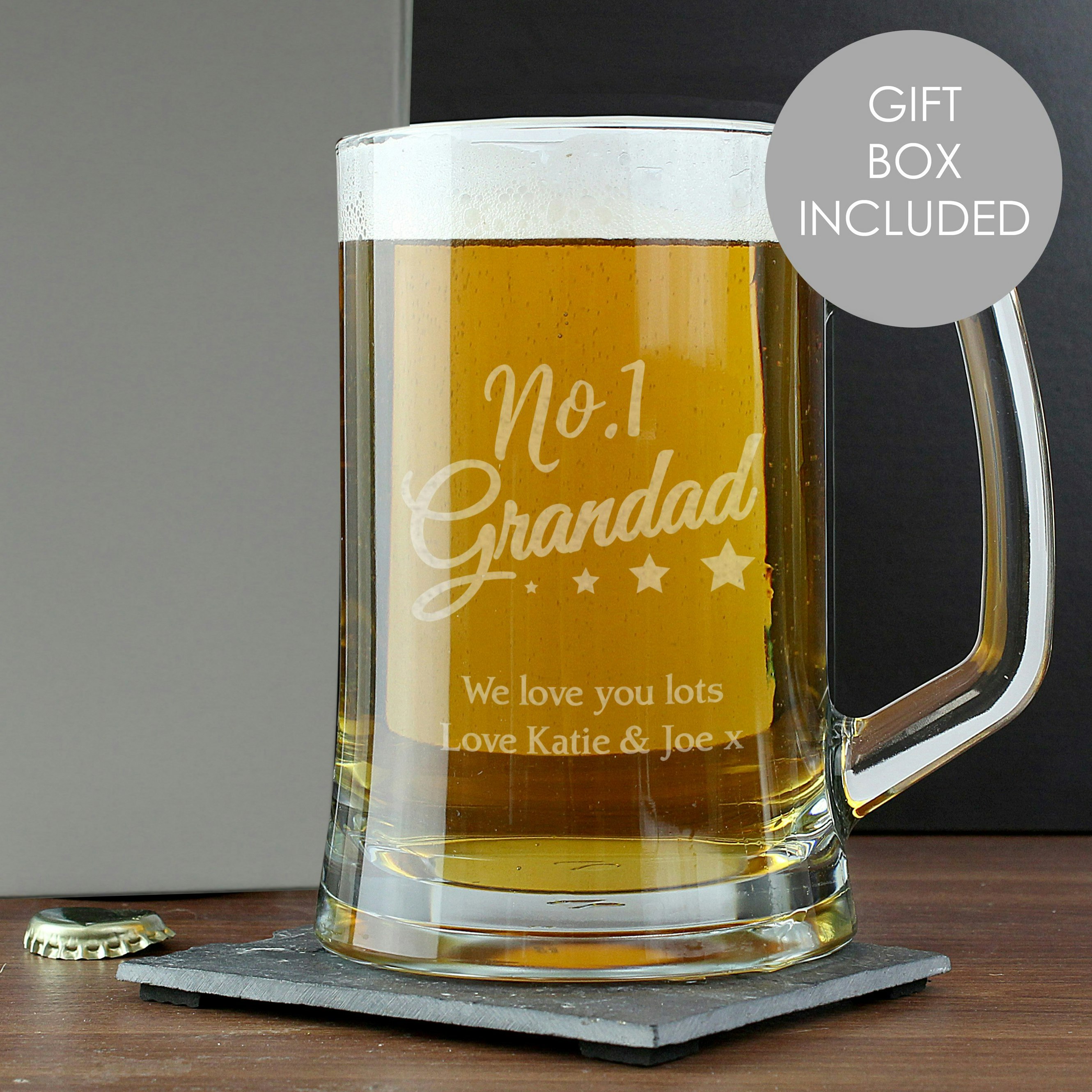 Rackhams Personalised No.1 Grandad Glass Pint Stern Tankard