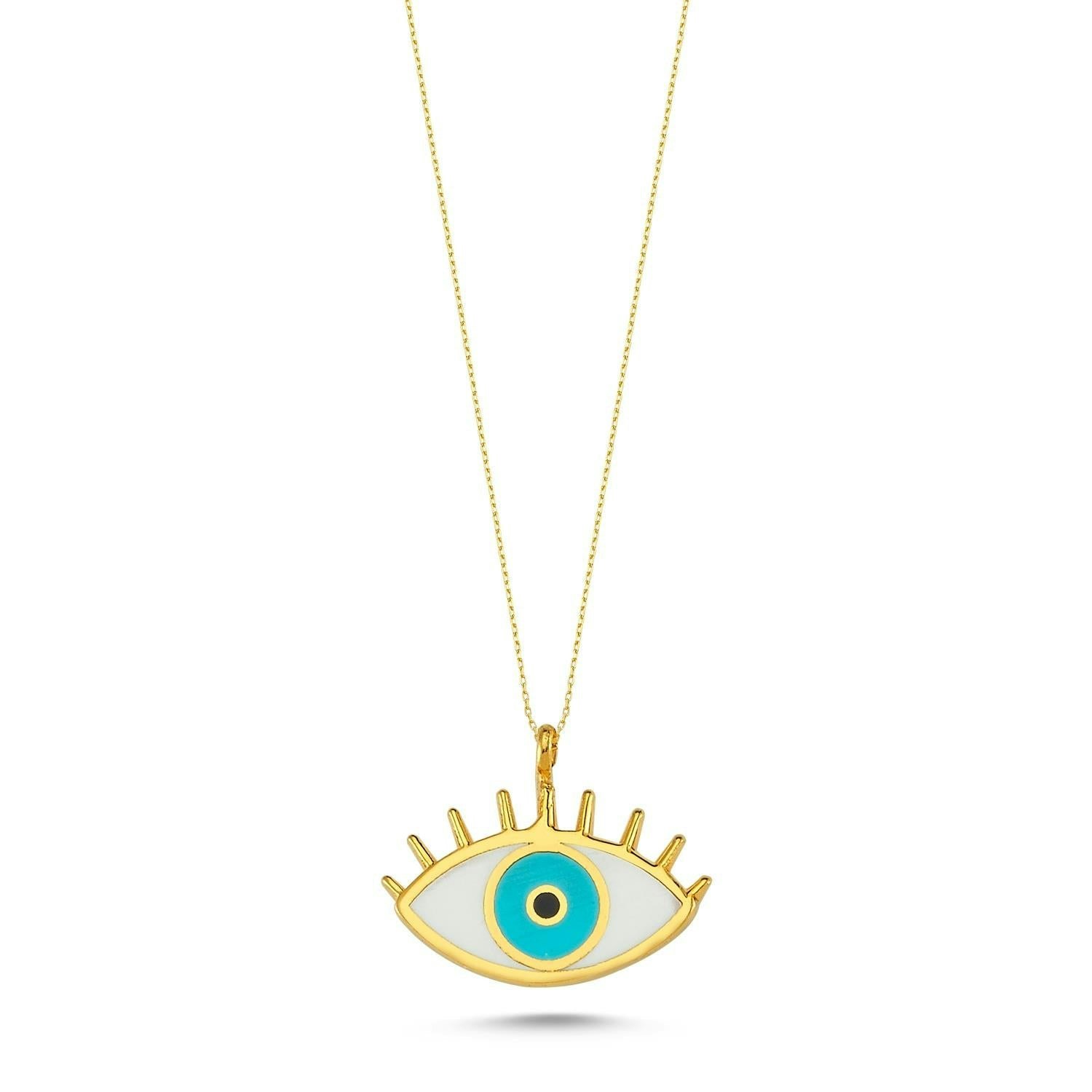 Spero London Silver/Gold Evil Eye Eyelash Sterling Vermeil Necklace