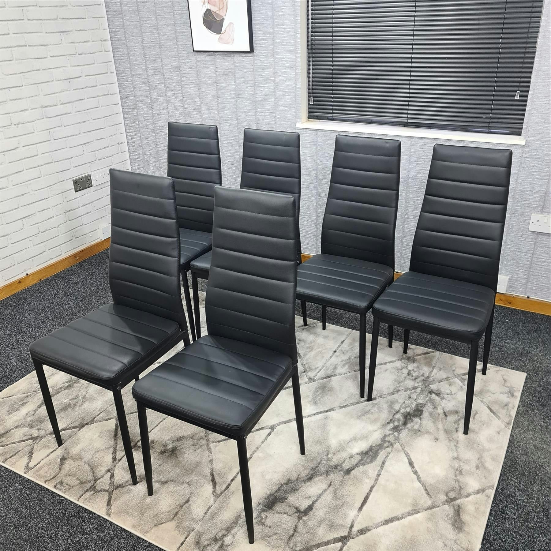 Kosy Koala 6 Black Metal Dining Chairs - Leather Padded Seat & Back - Ergonomic Design - H96cm - Image 4