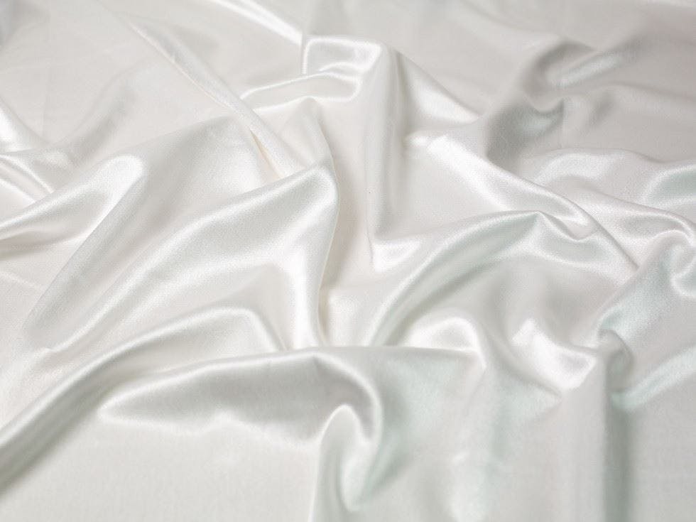 Minerva Core Range Ivory Minerva Prada Stretch Woven Satin Crepe Fabric - Plain Design Dressmaking Fabric, 150 Cm / 60" Wide - Per Metre