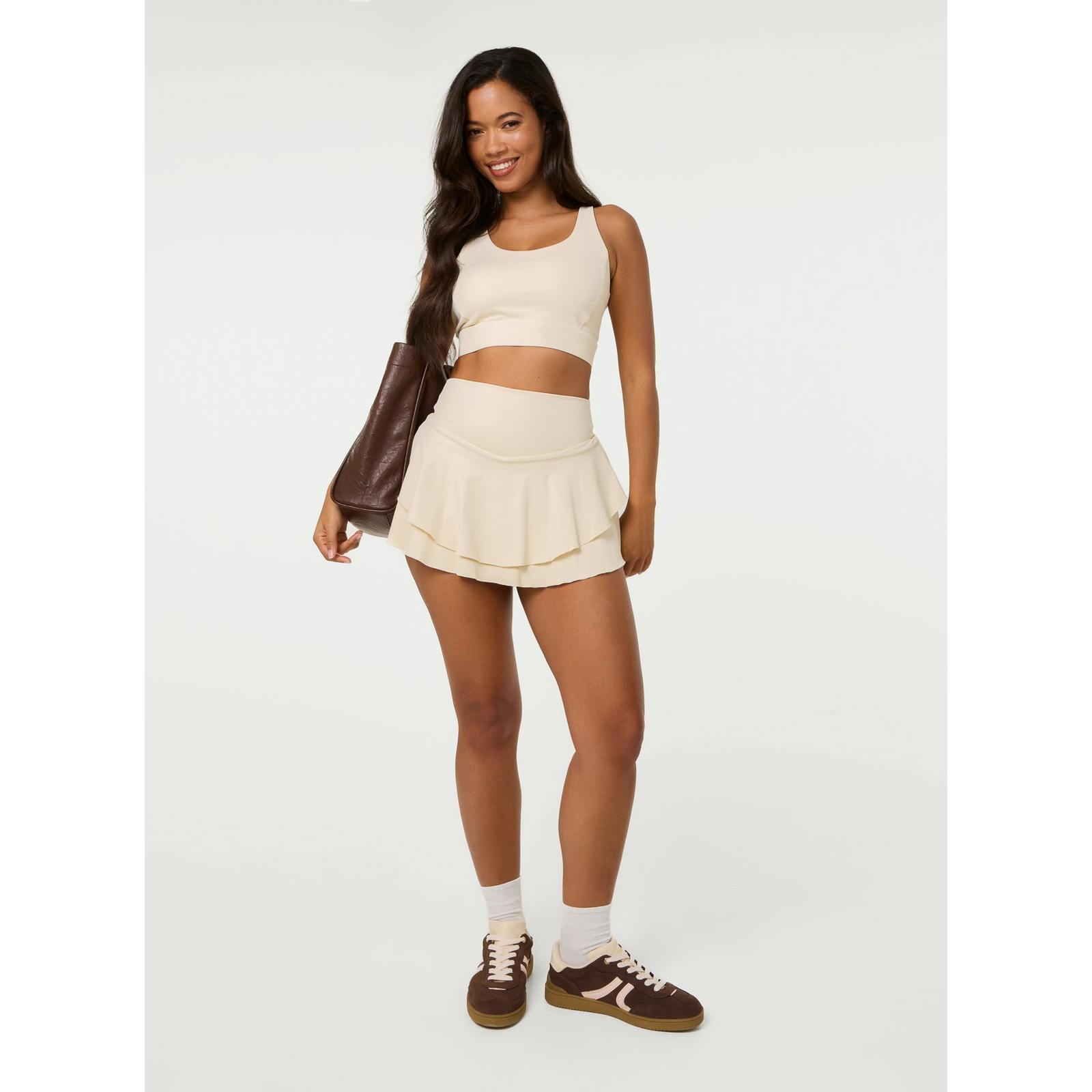 Pink Vanilla Crossback Active Crop Top - S - Stone