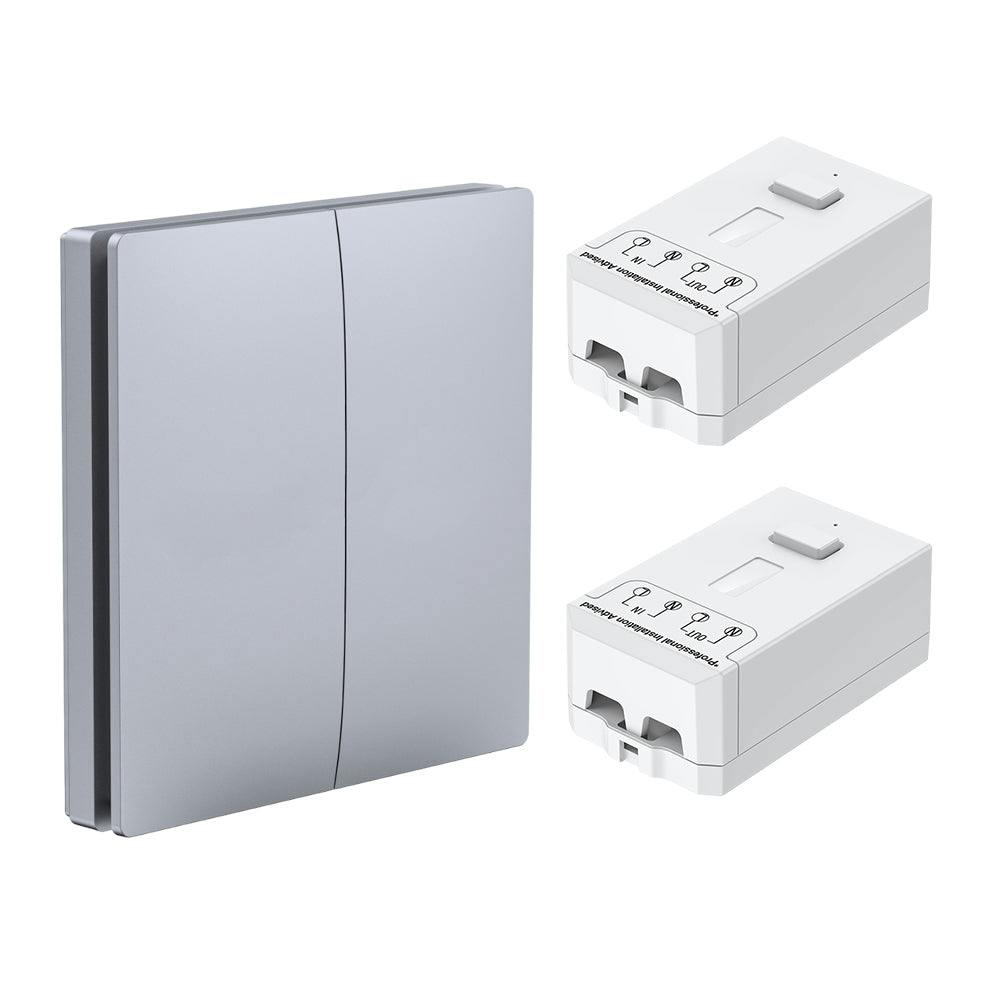 ENER-J ECO 2 Gang Silver Wireless Kinetic Switch & 2x 500W RF Receiver Kit - No Wiring, Battery-Free, IP56 Rated - Image 6