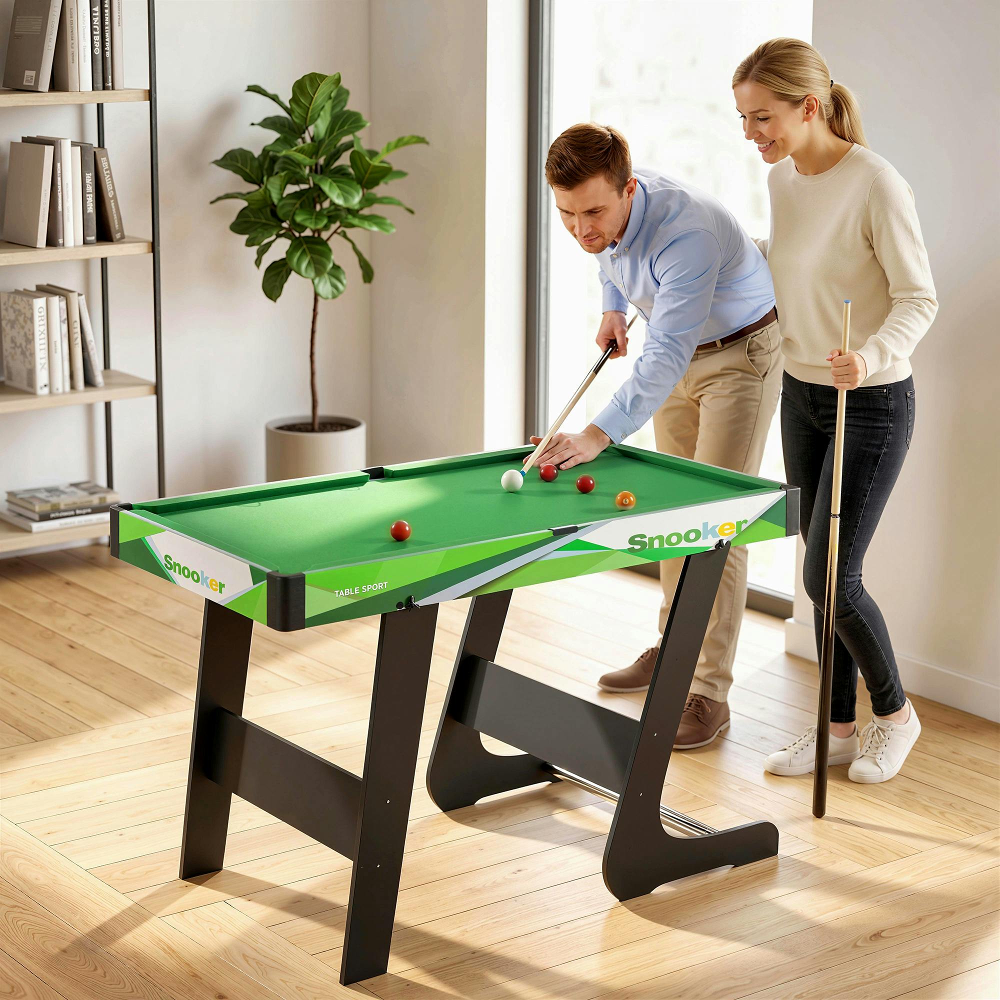 Rackhams 104Cm Folding Pool Table With Cues, Balls, Chalk, Triangle, Brush