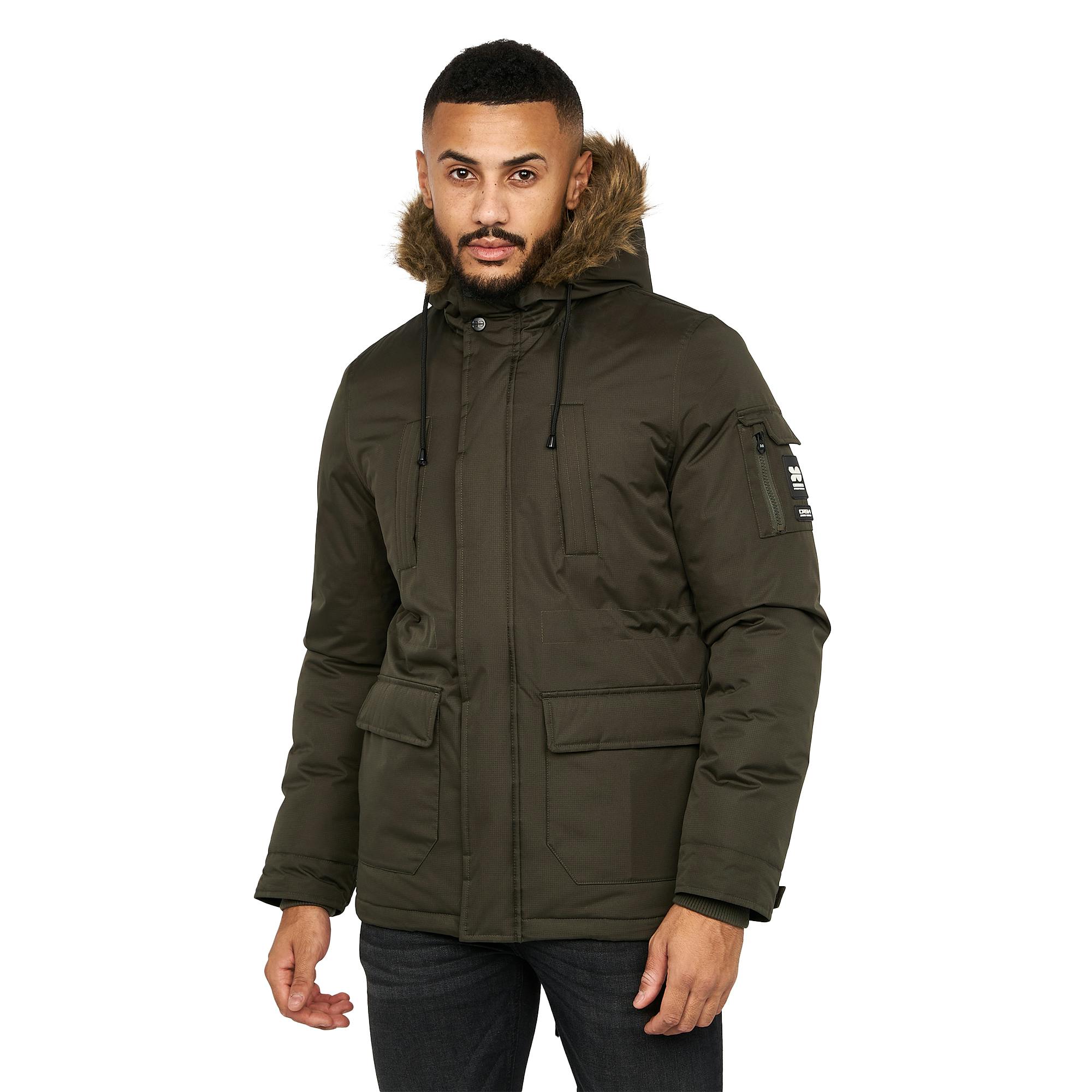 Crosshatch Men's Dark Parkmoore Parka - Olive - Xl - Olive - 100% Nylon