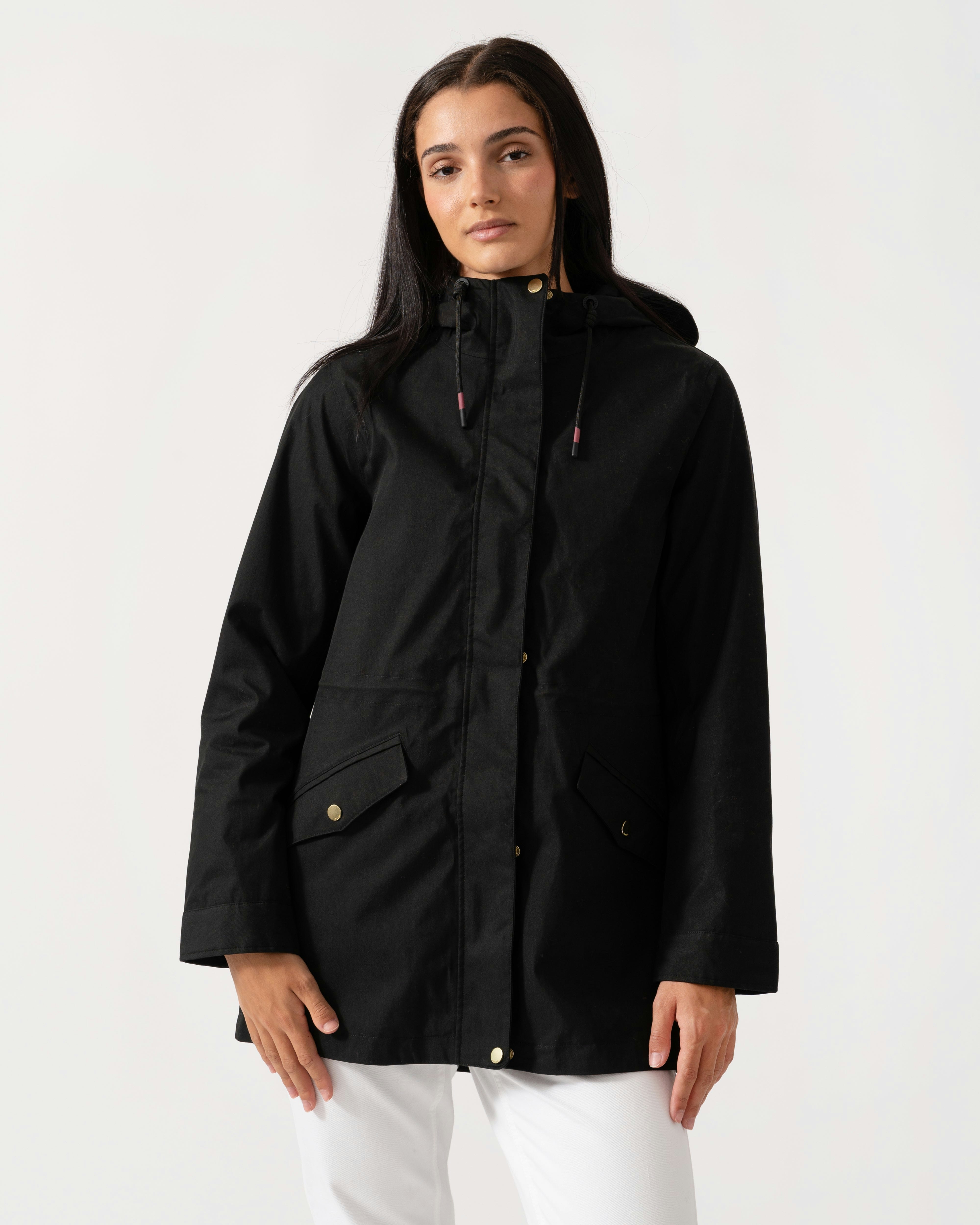 Joules Women's Black Portwell Raincoat - Uk12 Eu40 Us8