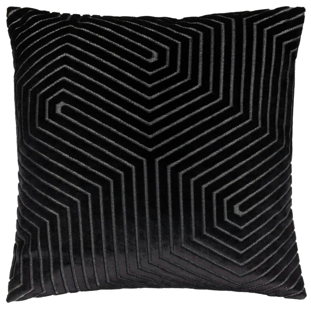 Rackhams Black Evoke Cut Cushion Cover - 55Cm X 55Cm - 100% Polyester