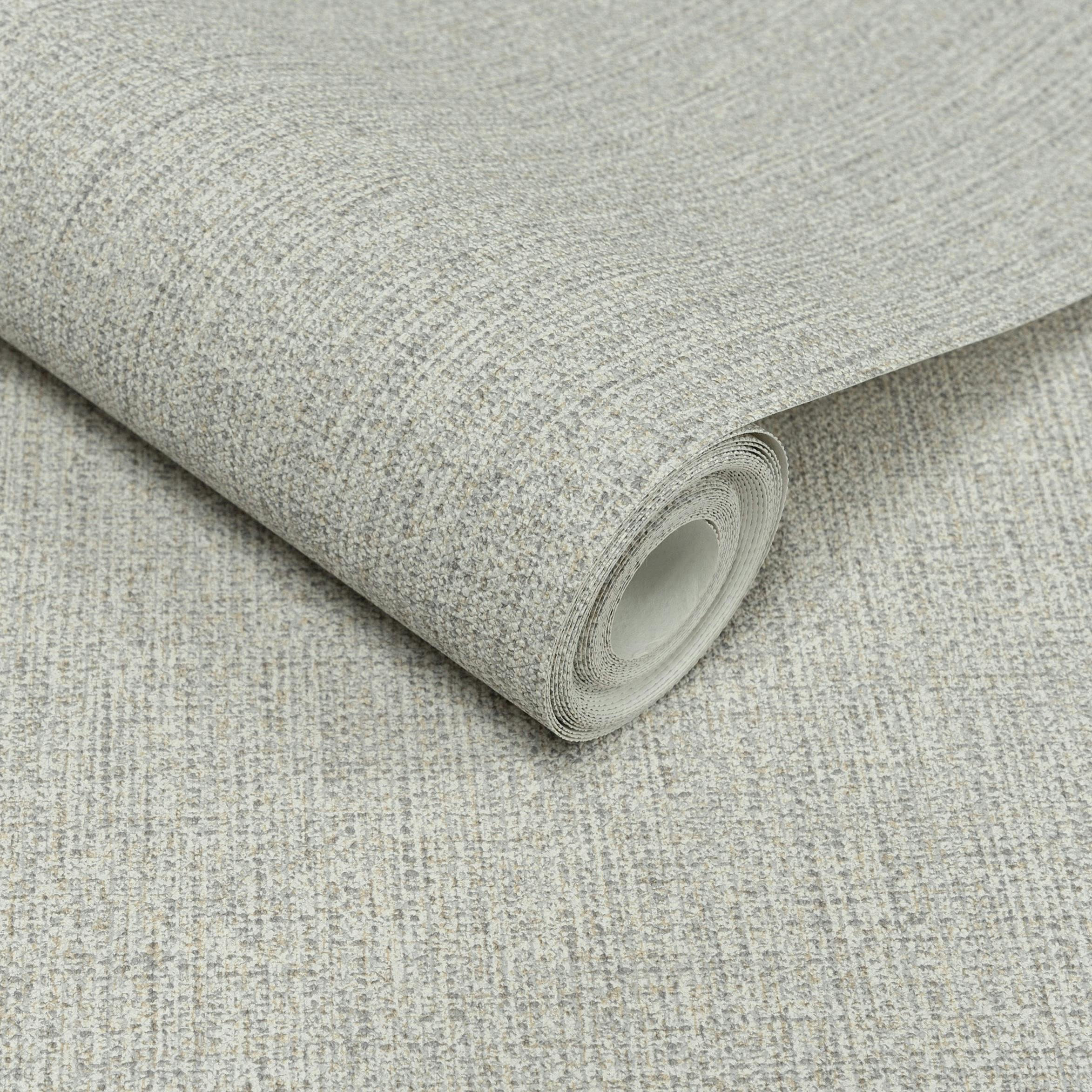 Rackhams Grey Twill Plain Fabric Textured Wallpaper,