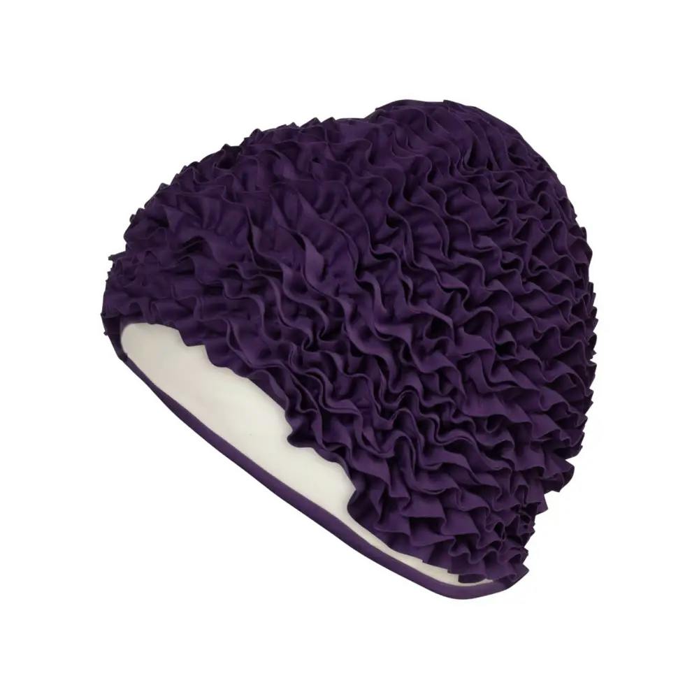 Fashy Purple Frill Fabric Swim Cap