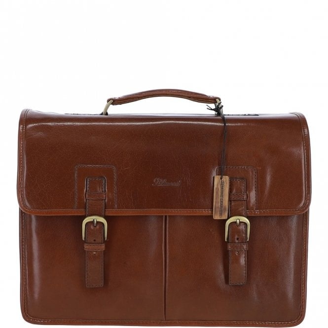 Ashwood Grain Triple Gusset Heavy Duty Real Leather Briefcase: Gareth - One Size - Leather - Chestnut