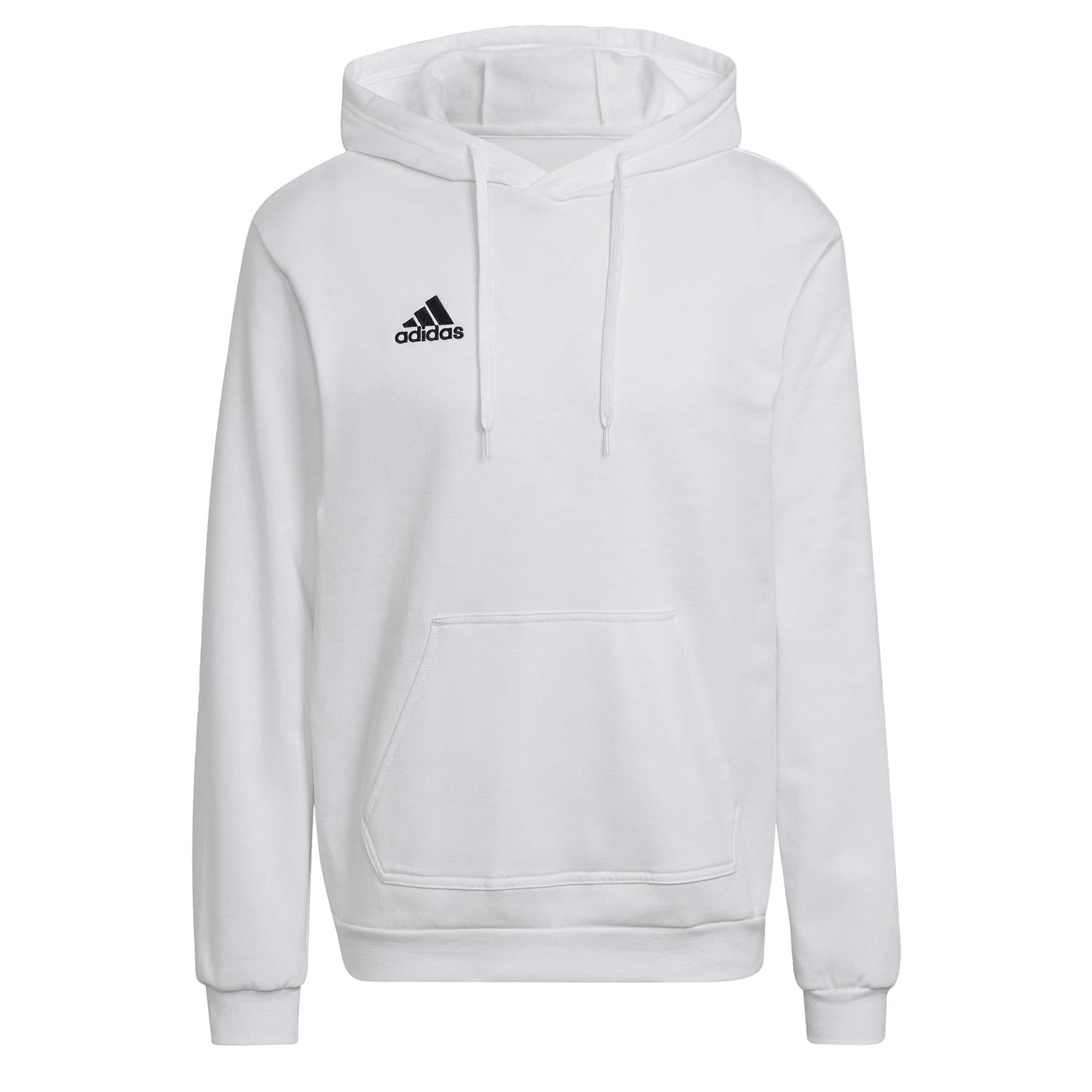 Adidas Men's White/Black Entrada 22 Cotton Blend Pullover Hoodie - M - 70% Cotton/30% Polyester