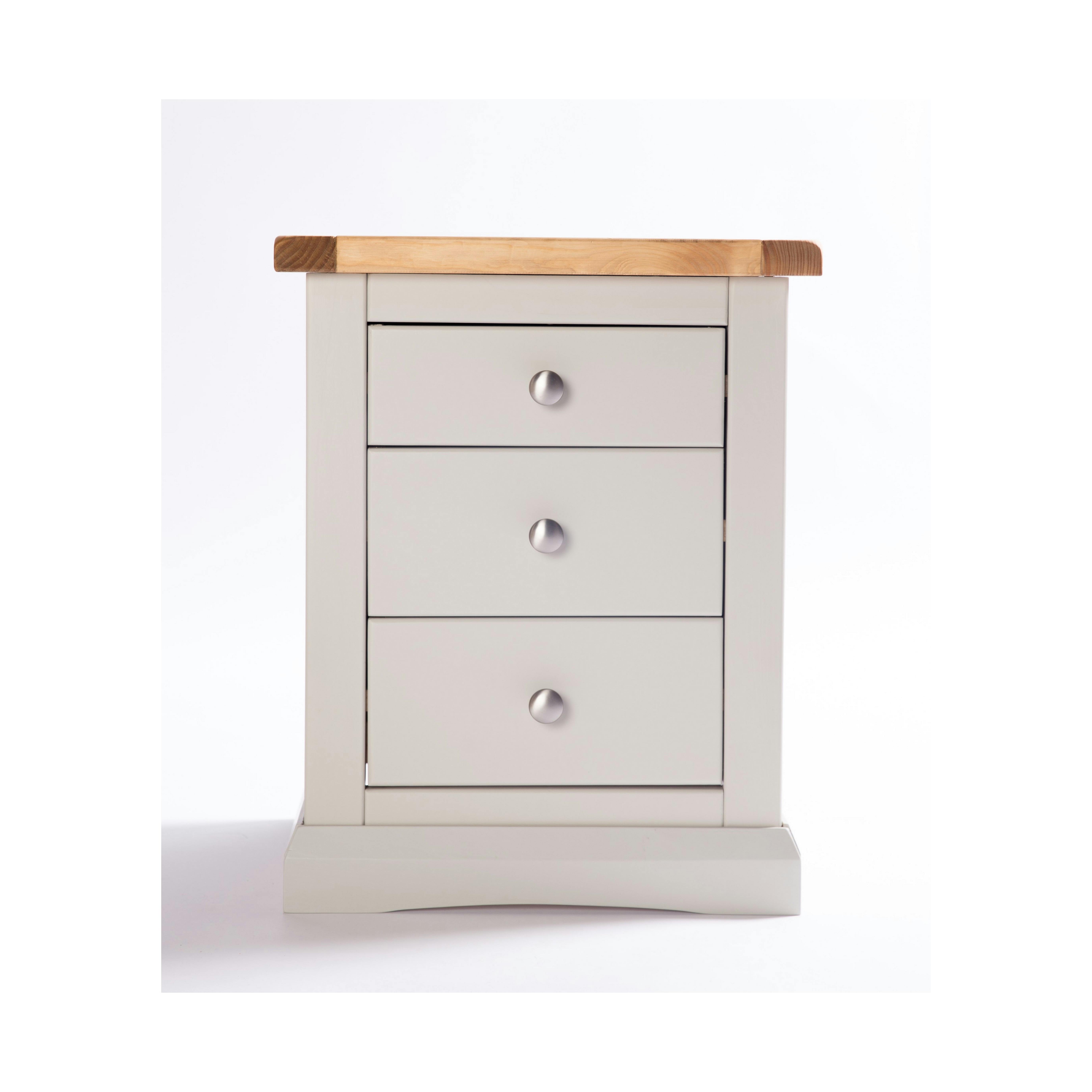 Cabinet Bits Light/Grey Loreo 3 Drawer Bedside Table
