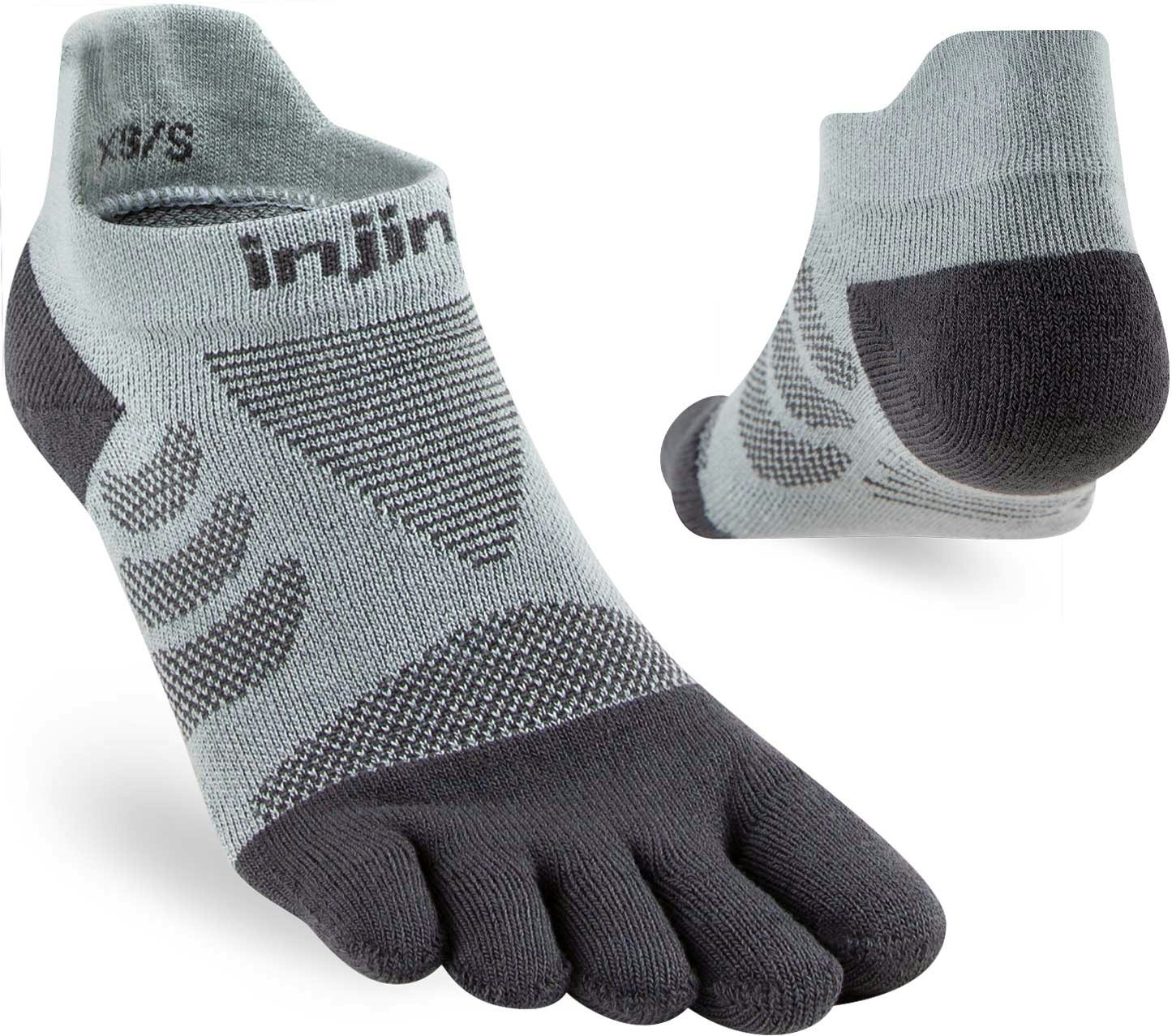 Injinji Women's Grey Mid-Weight Ultra-Run No-Show Toe Socks (Inj-Wultra-Ns) - Slate - Medium/Large