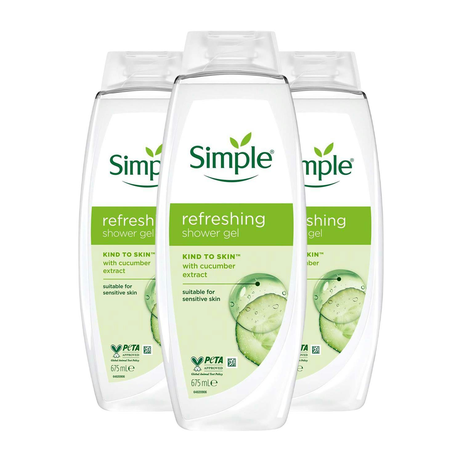 Simple Kind To Skin Refreshing Shower Gel 675Ml, 3 Pack - White - Image 3
