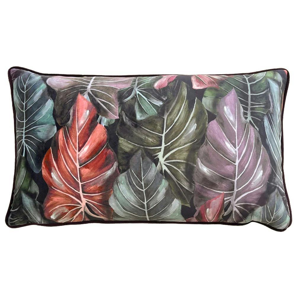 Wylder Mogori Leaf Cushion Cover - Aubergine - 30Cm X 50Cm - Aubergine - 100% Polyester