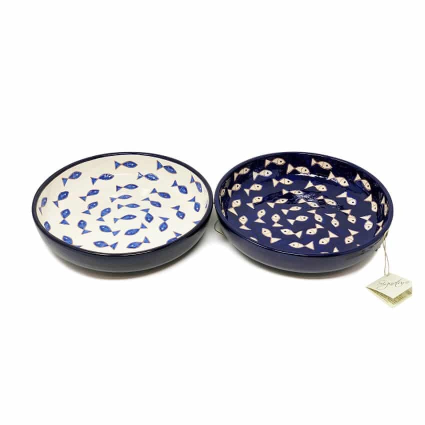 Verano Spanish Ceramics Blue/White Signature - & Fish - Salad Bowl - Fish
