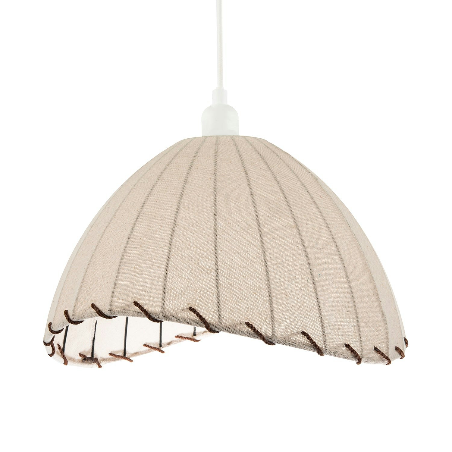 Happy Homewares Beige/Light Natural Linen Oatmeal Pendant Shade With Linking Rope
