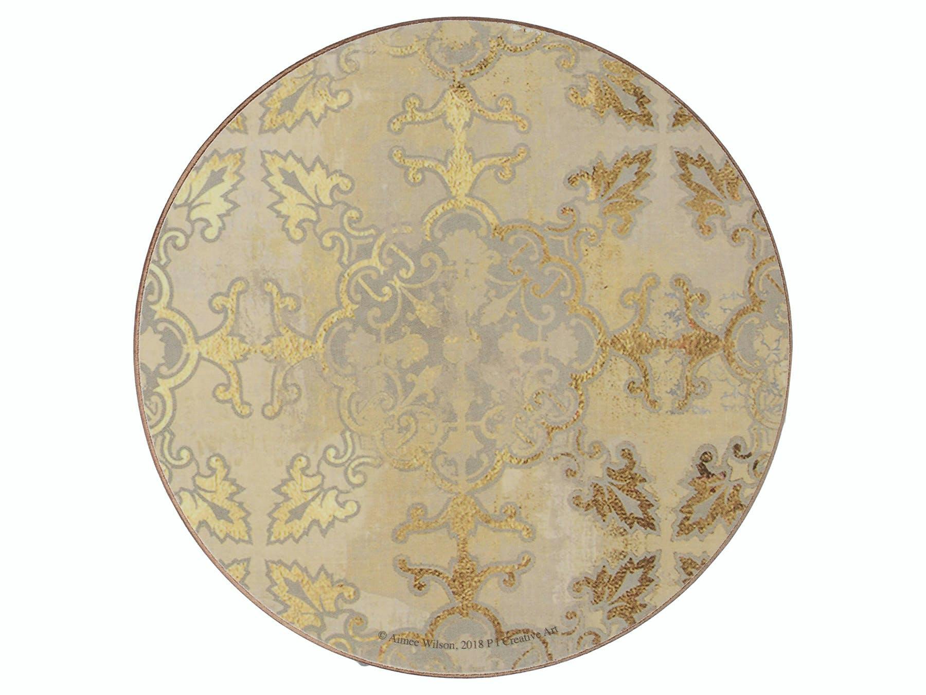Rackhams Gold Impressions Pack Of 4 Premium Round Coasters - Wood - Placemats And Coasters