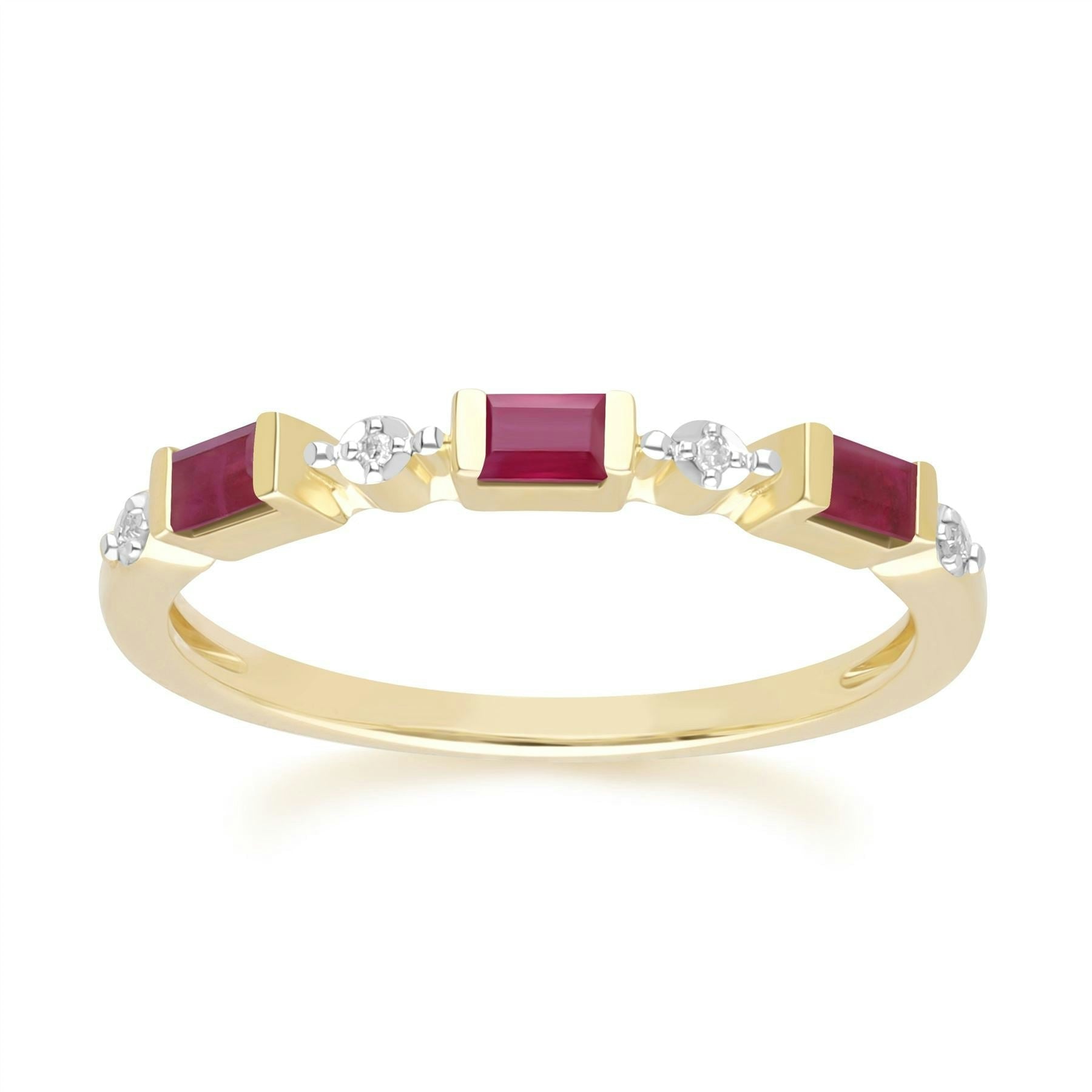 Gemondo Yellow/Gold Classic Baguette Ruby & Diamond Eternity Ring In 9Ct - N
