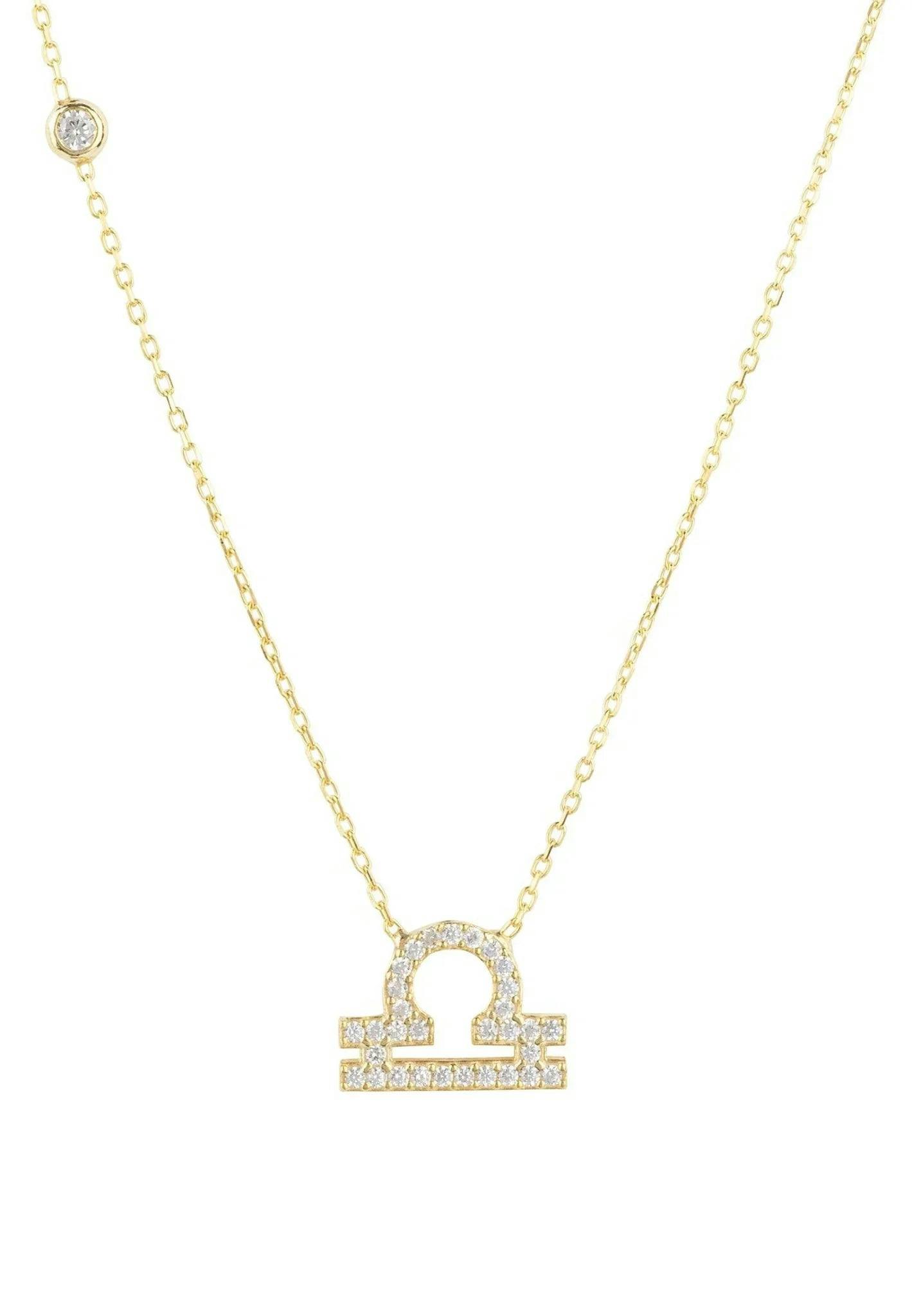 Latelita Gold Zodiac Star Sign Pendant Necklace Libra