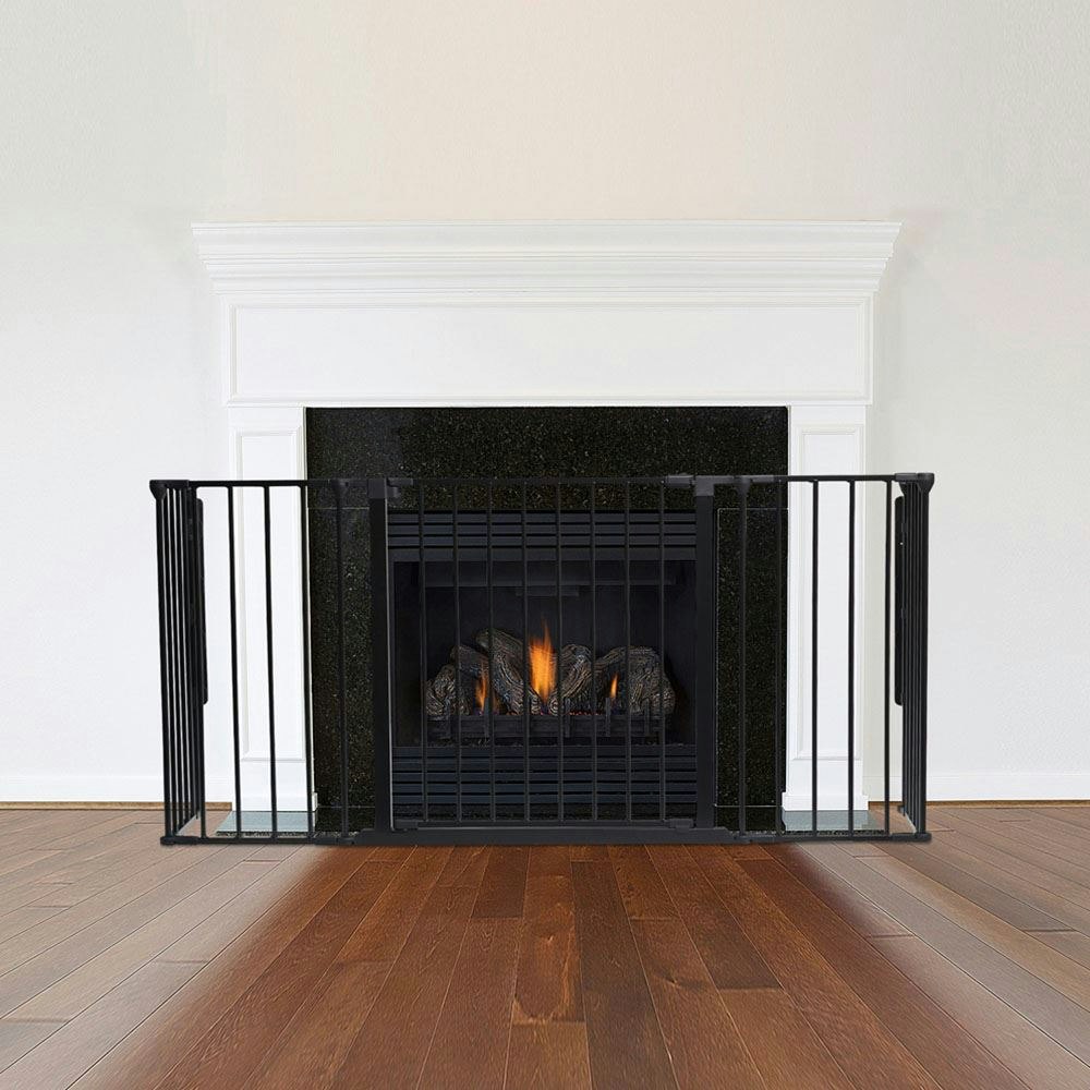 Safetots Black Multi Panel Fire Surround, 38Cm Deep X 138Cm Wide, 70Cm Tall, Child And Pet Safety, Baby And Toddler Fire Guard - 38Cm Deep X 138Cm Wide