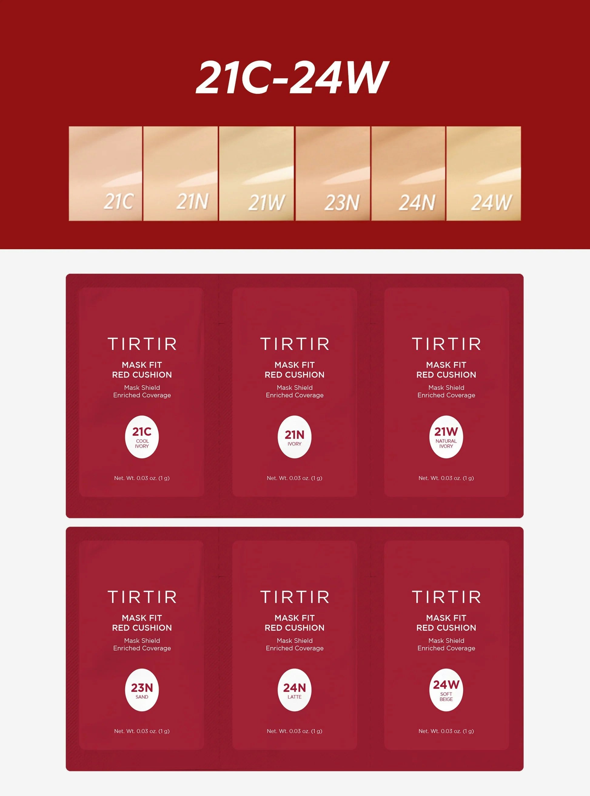 Tirtir Red/Ivory Mask Fit Cushion - 21C Cool