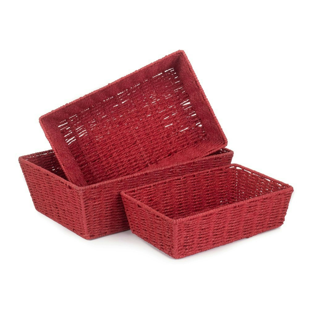 Red Hamper Paper Rope Display Tray - Set Of 3