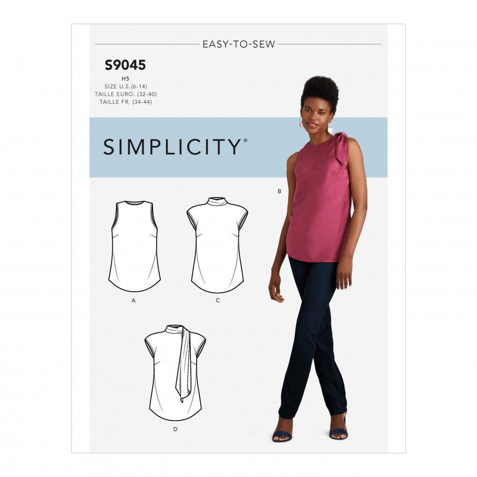 Simplicity Women's Sewing Pattern 9045, Tops For H5 (6-8-10-12-14) - Intermediate - R5 (14-16-18-20-22)