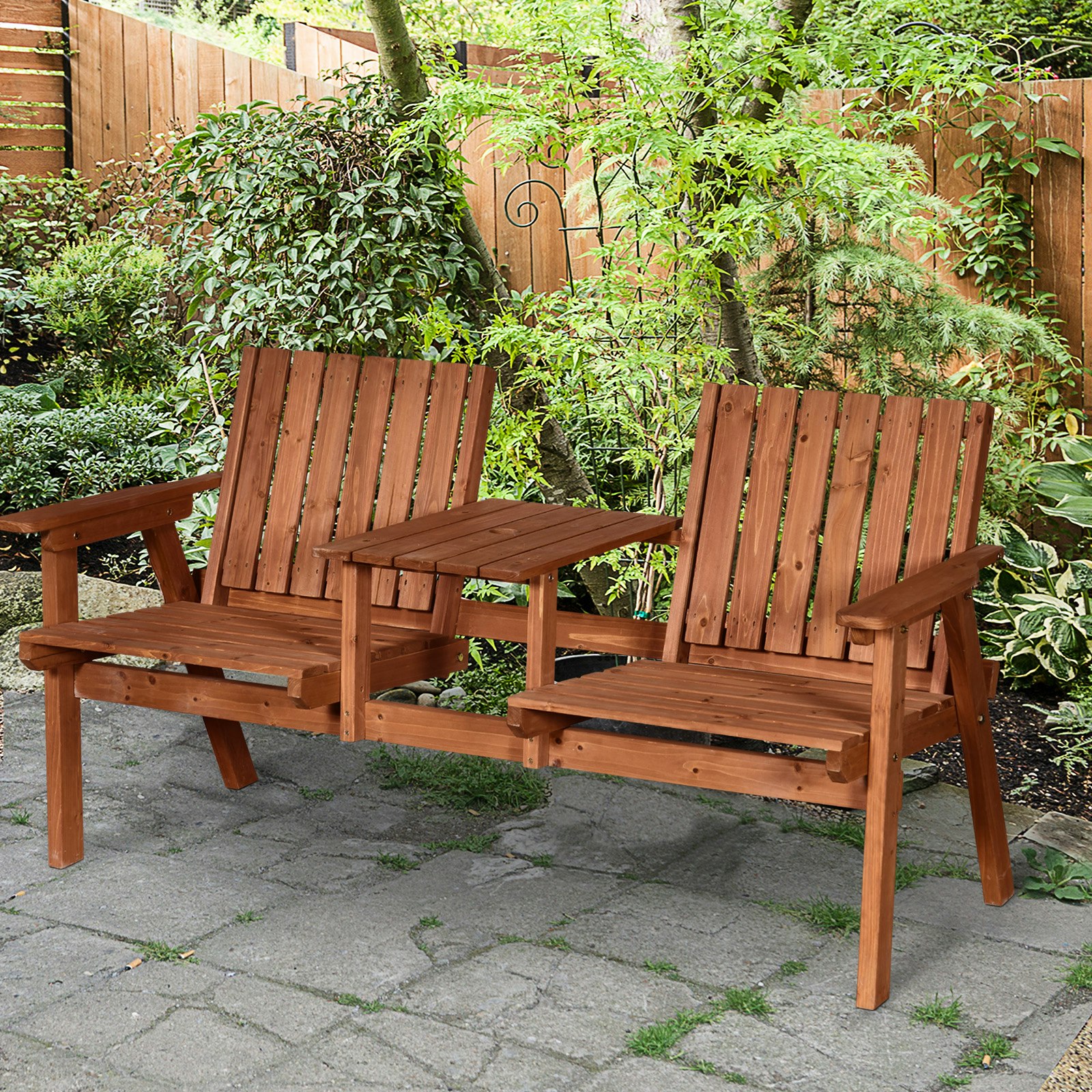 Rackhams Orange 2-Seater Garden Bench Patio Antique Loveseat With Armrest, Steel