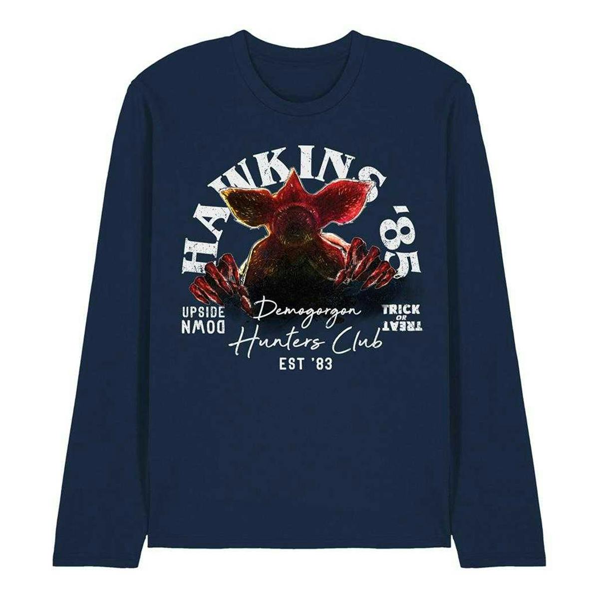 Stranger Things Unisex Adult Hawkins 85 Demogorgon Long-Sleeved T-Shirt - Navy - Xxl - Navy