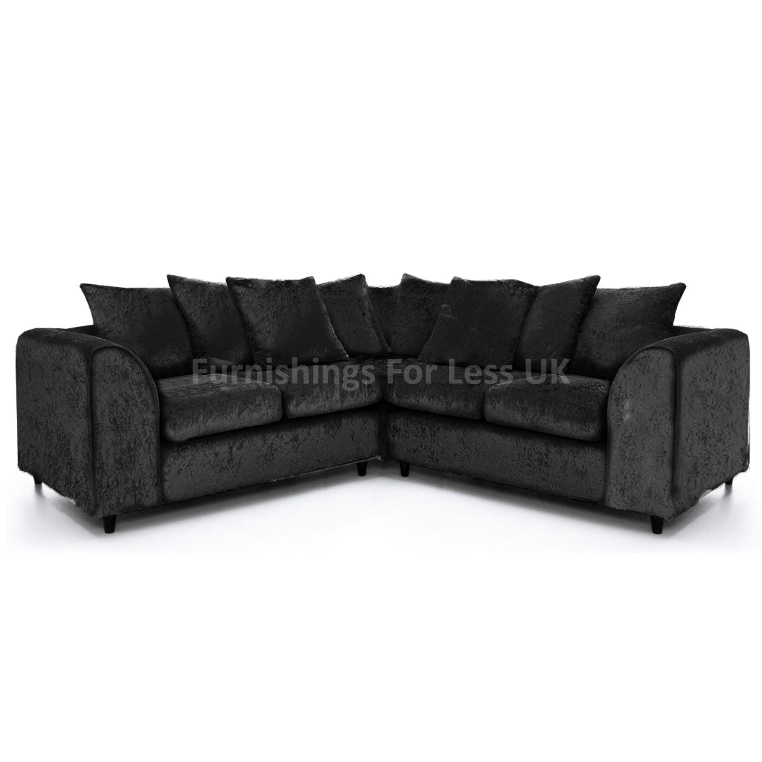 Rackhams Black Ferguson / Crystal Crushed Velvet Scatter Corner Sofa